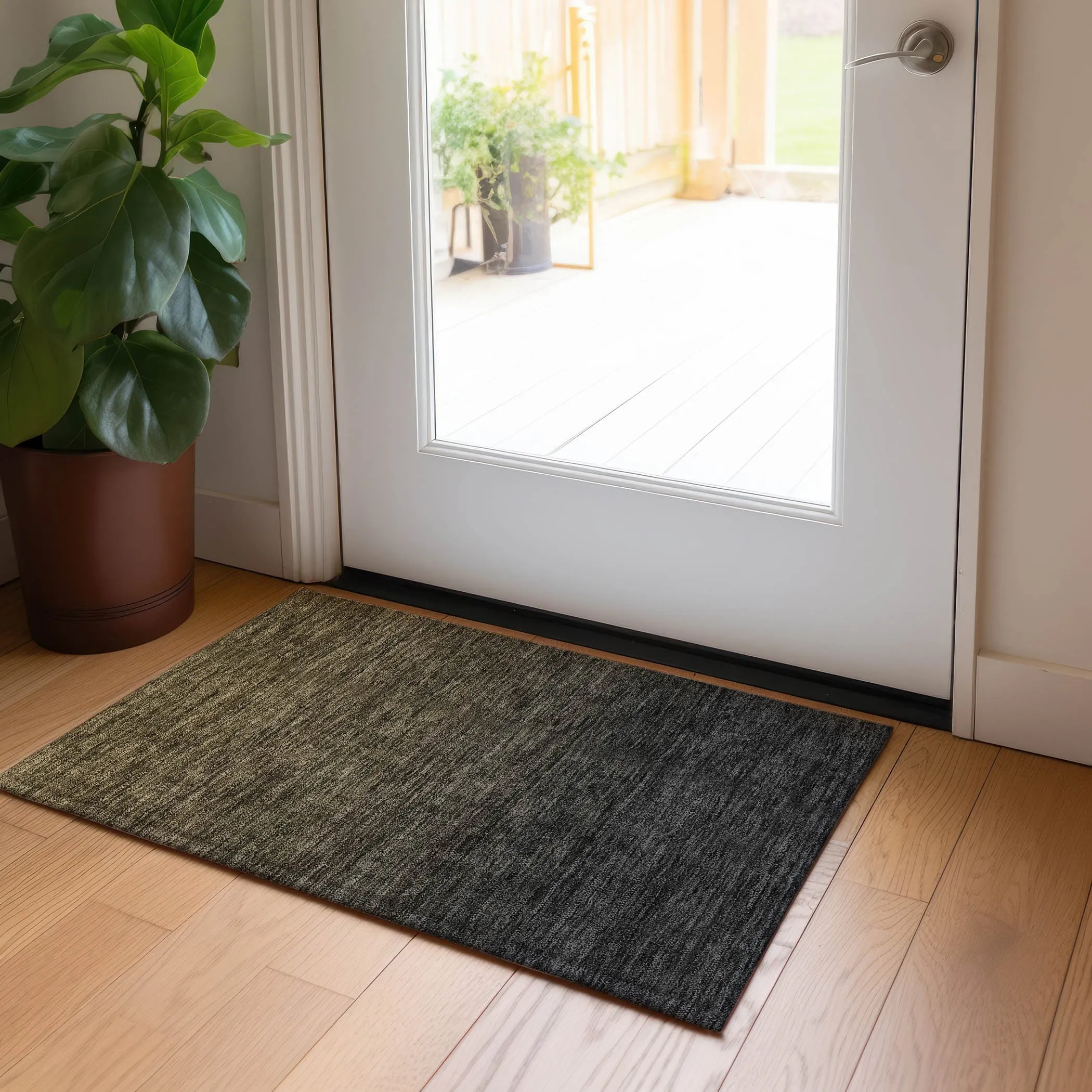 Machine Washable Indoor/ Outdoor Chantille Ombre Solid Rug