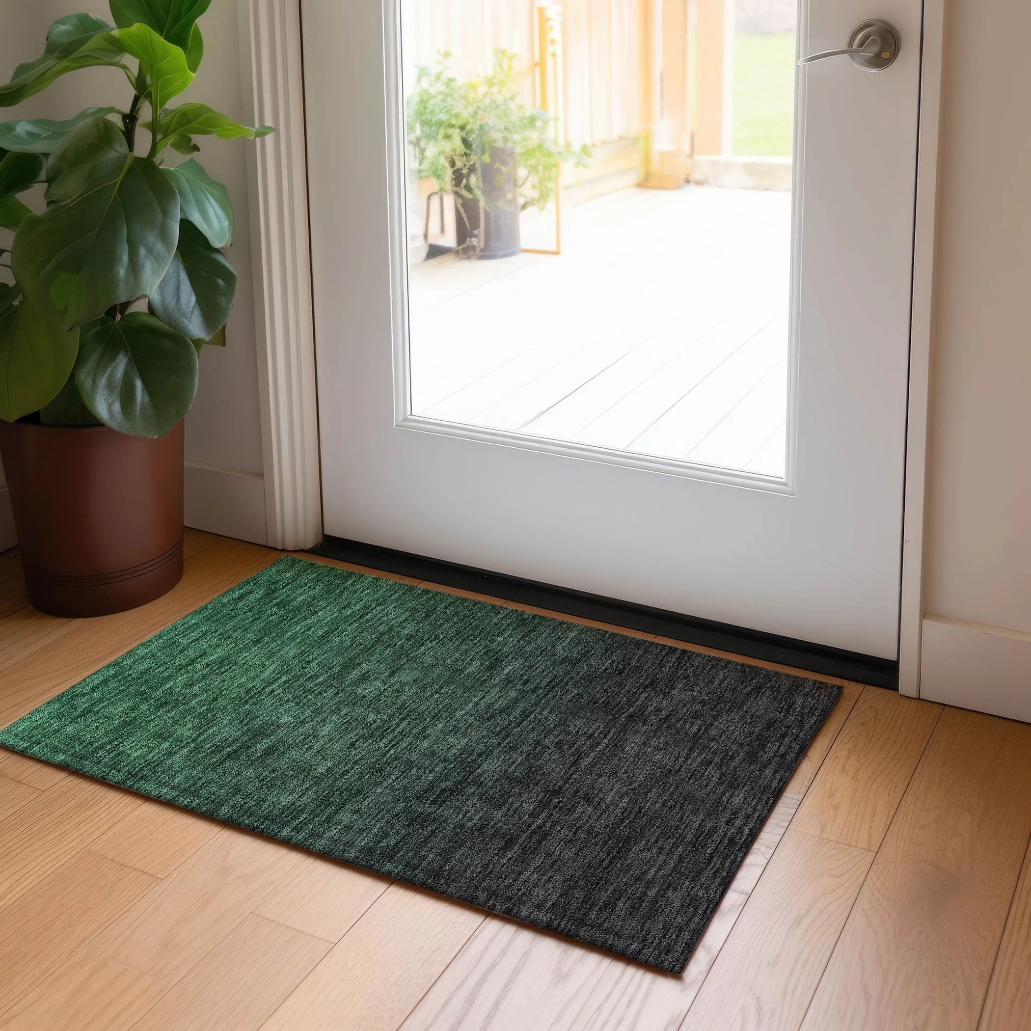 Machine Washable Indoor/ Outdoor Chantille Ombre Solid Rug