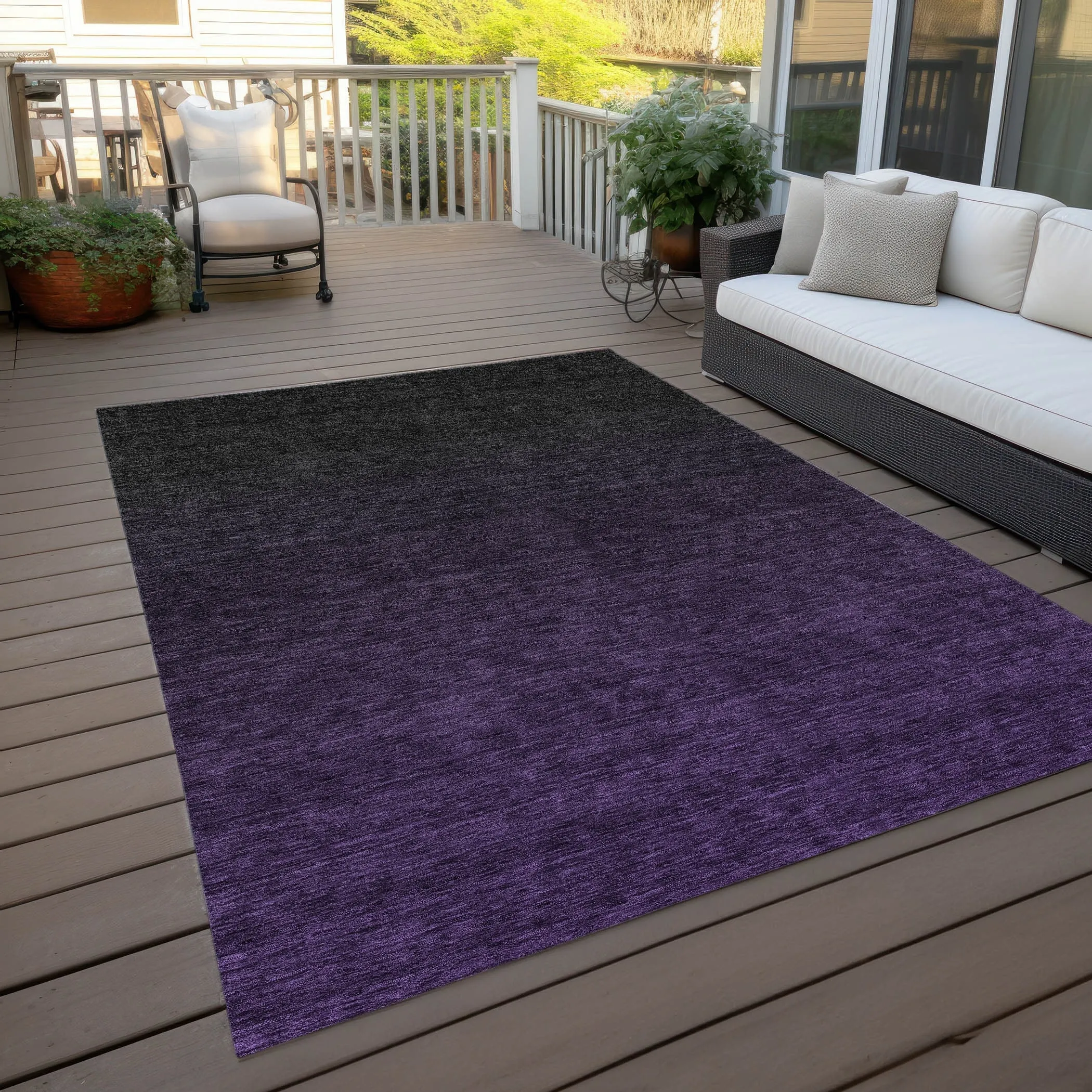 Machine Washable Indoor/ Outdoor Chantille Ombre Solid Rug