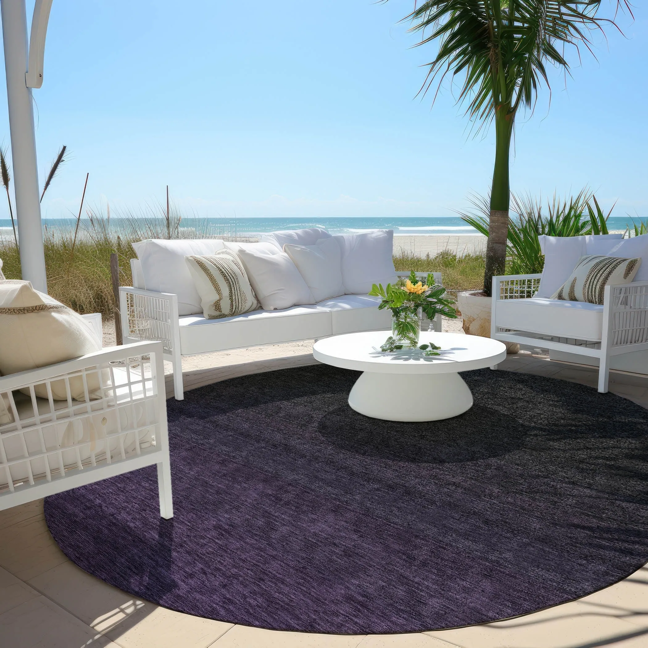 Machine Washable Indoor/ Outdoor Chantille Ombre Solid Rug