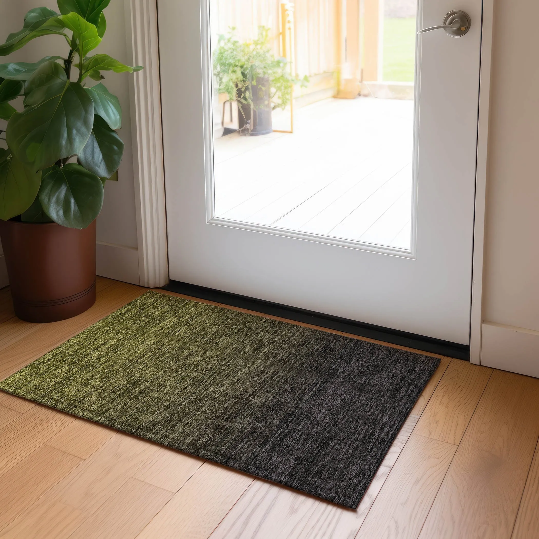 Machine Washable Indoor/ Outdoor Chantille Ombre Solid Rug