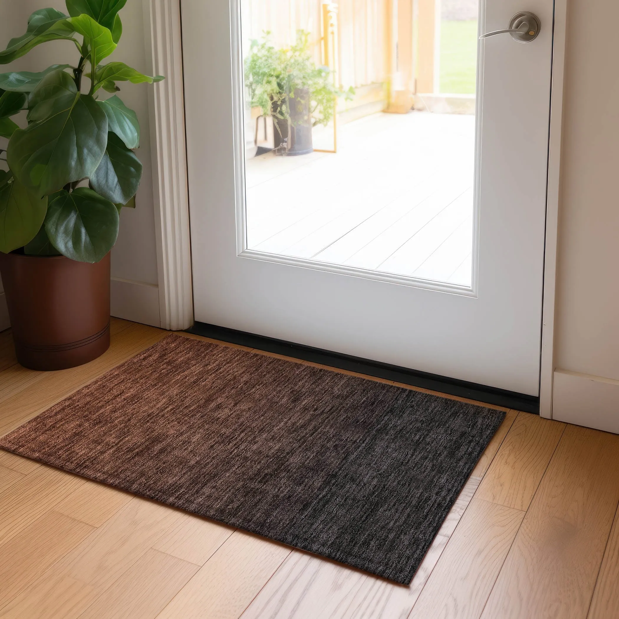 Machine Washable Indoor/ Outdoor Chantille Ombre Solid Rug