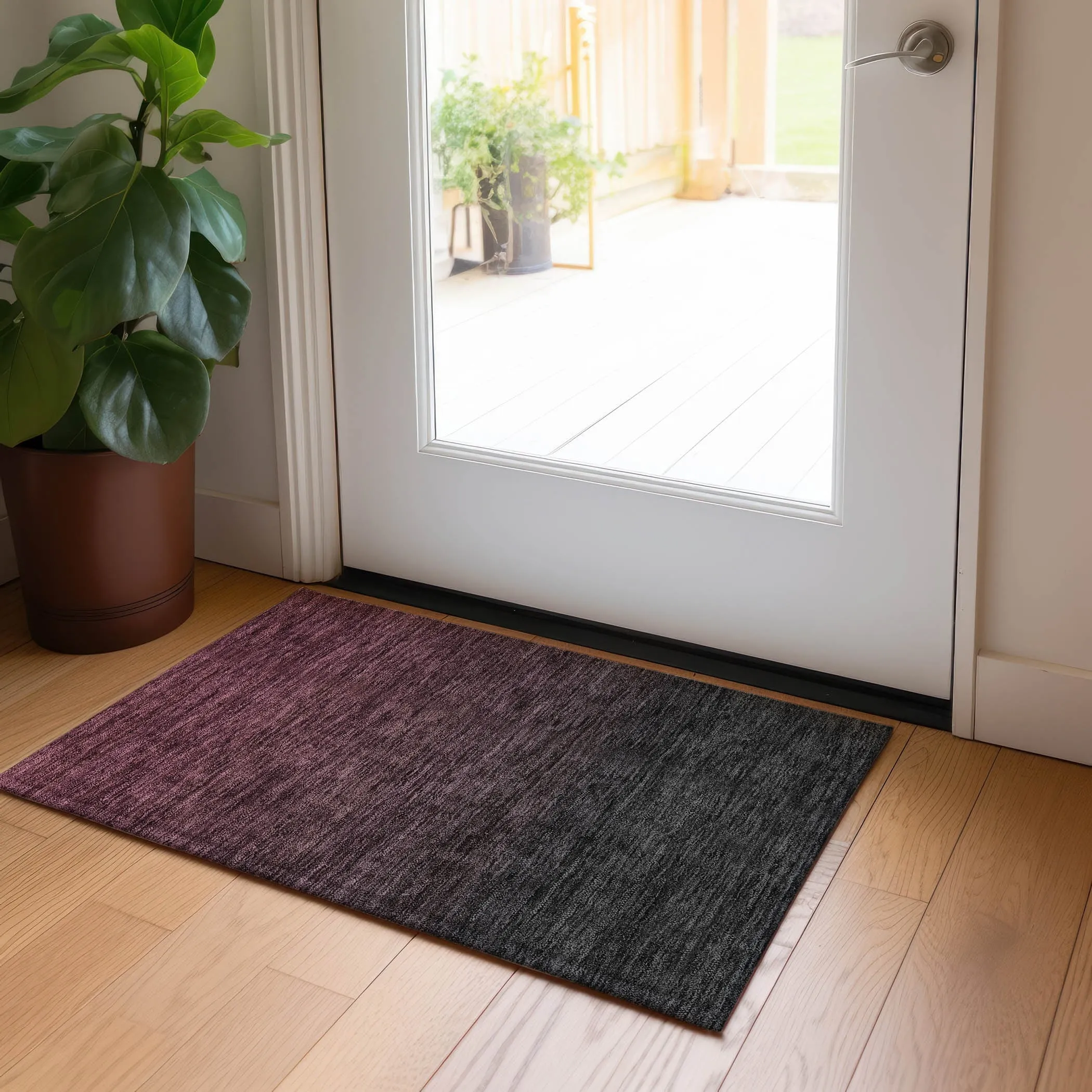Machine Washable Indoor/ Outdoor Chantille Ombre Solid Rug