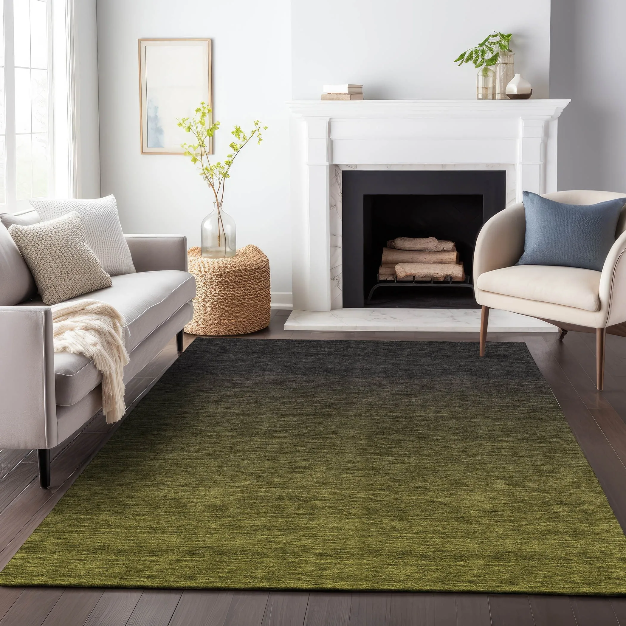 Machine Washable Indoor/ Outdoor Chantille Ombre Solid Rug