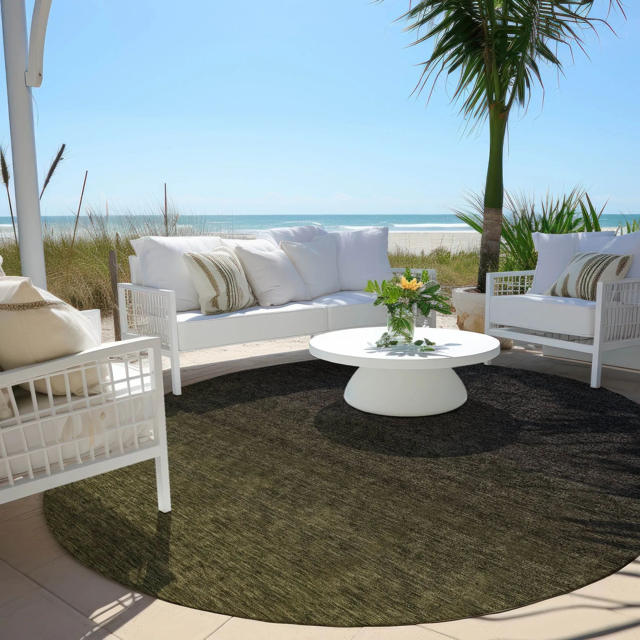 Machine Washable Indoor/ Outdoor Chantille Ombre Solid Rug