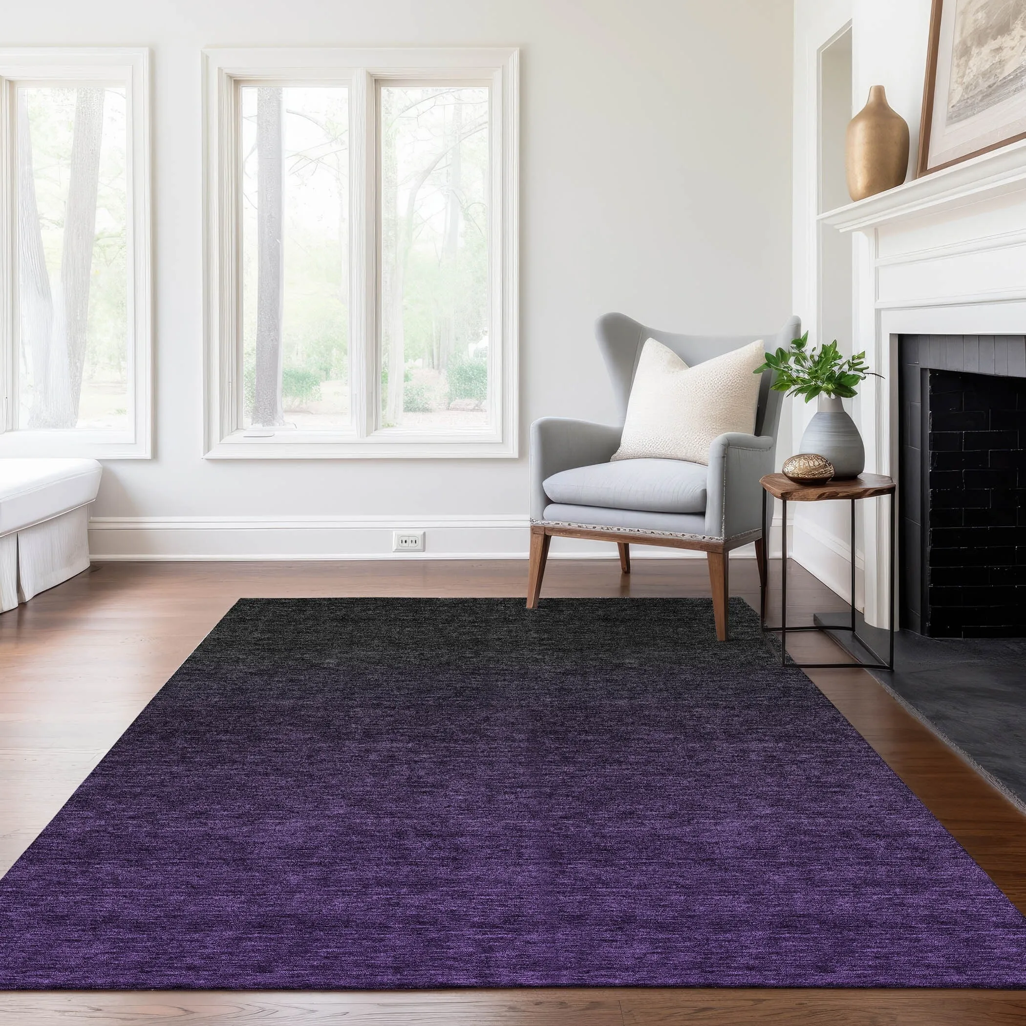 Machine Washable Indoor/ Outdoor Chantille Ombre Solid Rug