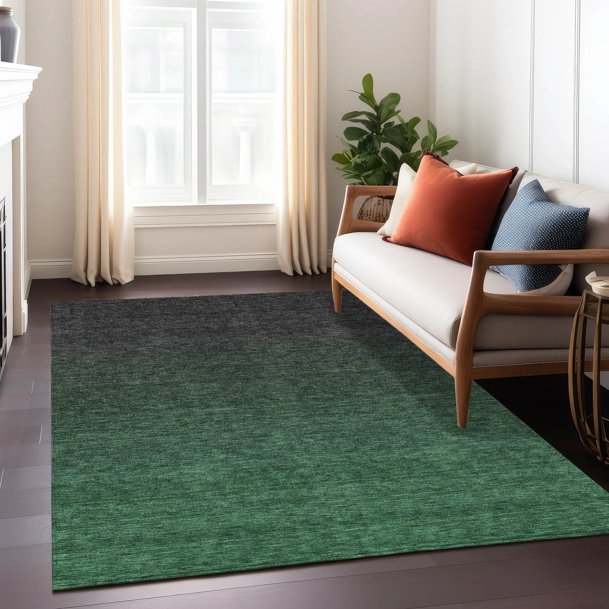 Machine Washable Indoor/ Outdoor Chantille Ombre Solid Rug