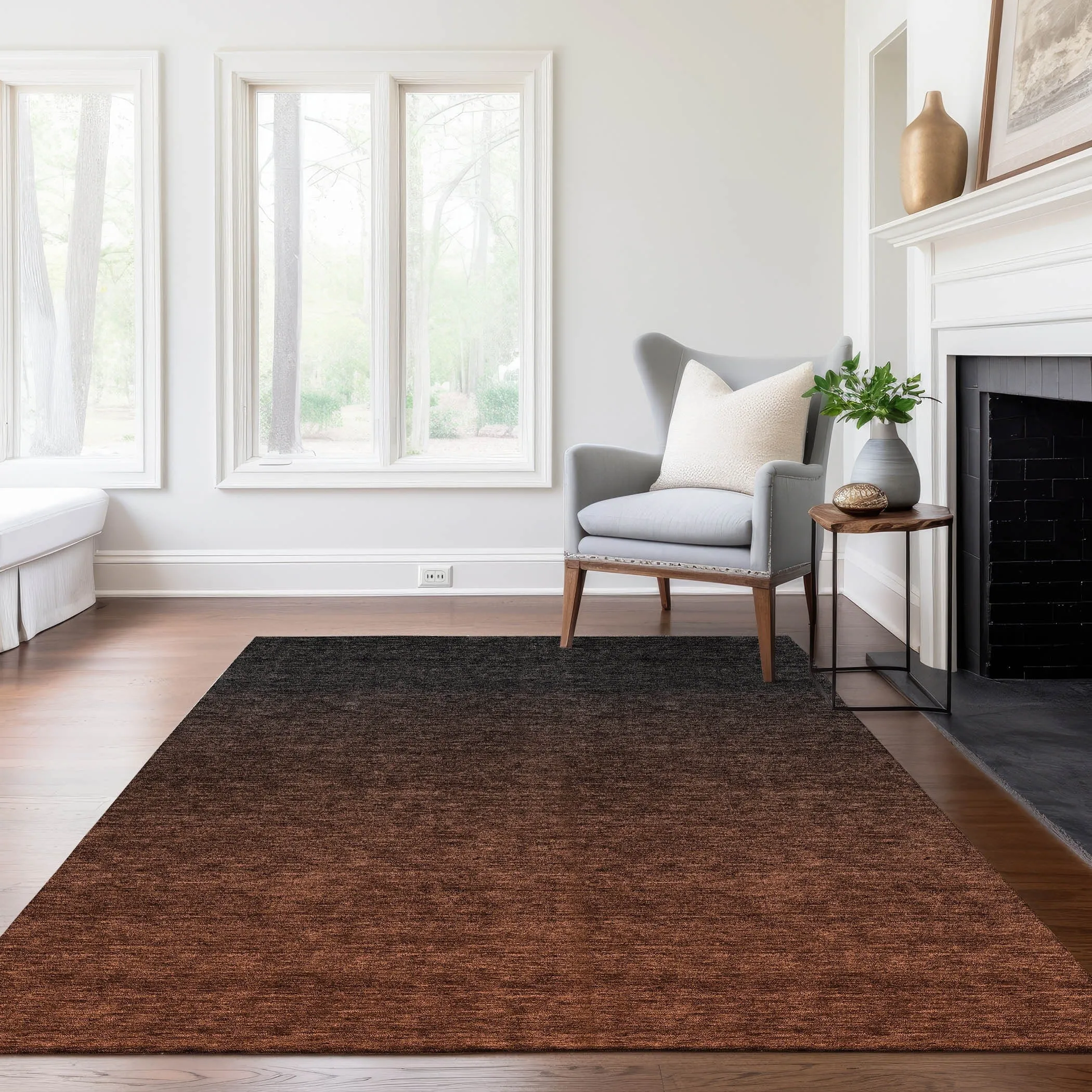 Machine Washable Indoor/ Outdoor Chantille Ombre Solid Rug