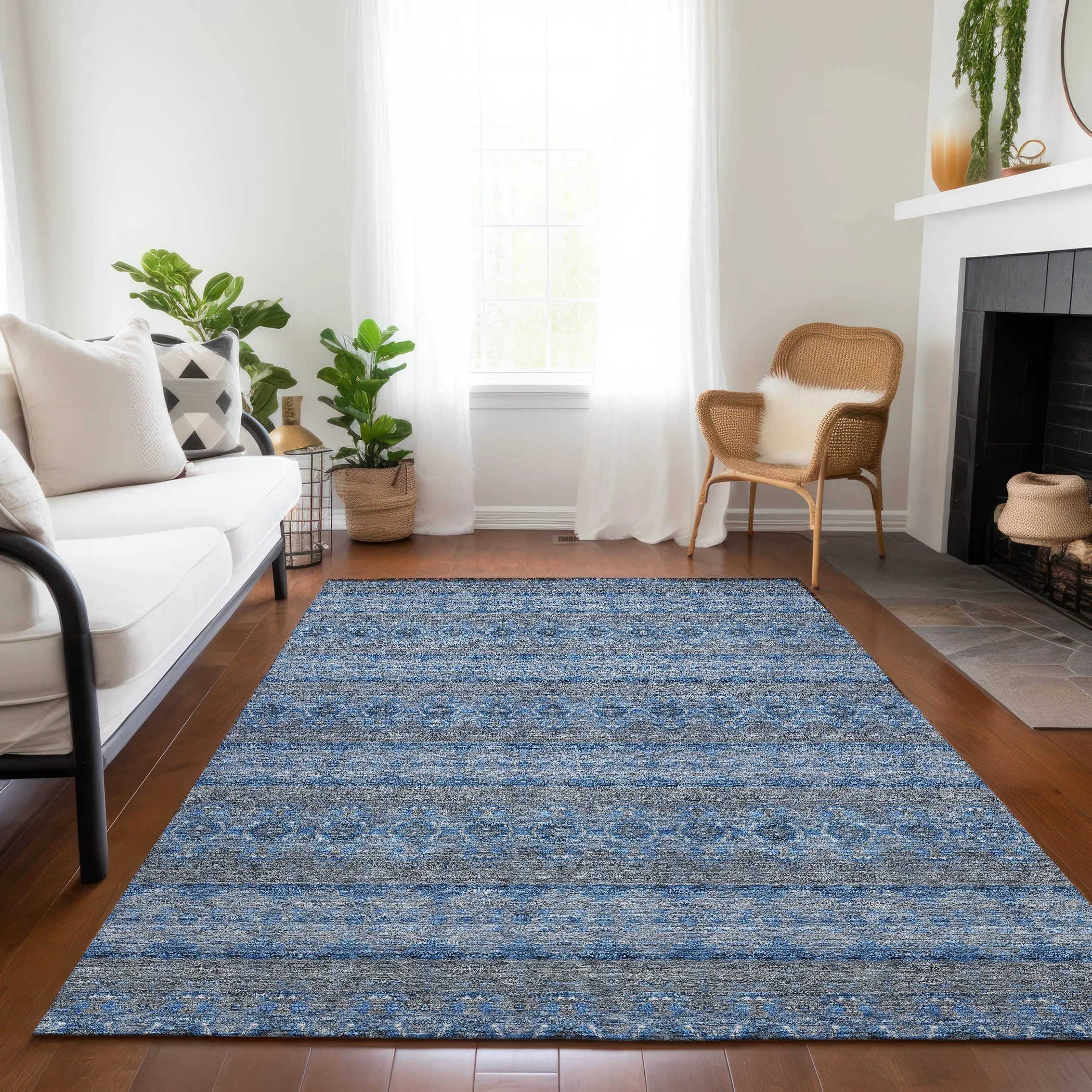 Machine Washable Indoor/ Outdoor Chantille Ombre Stripes Rug