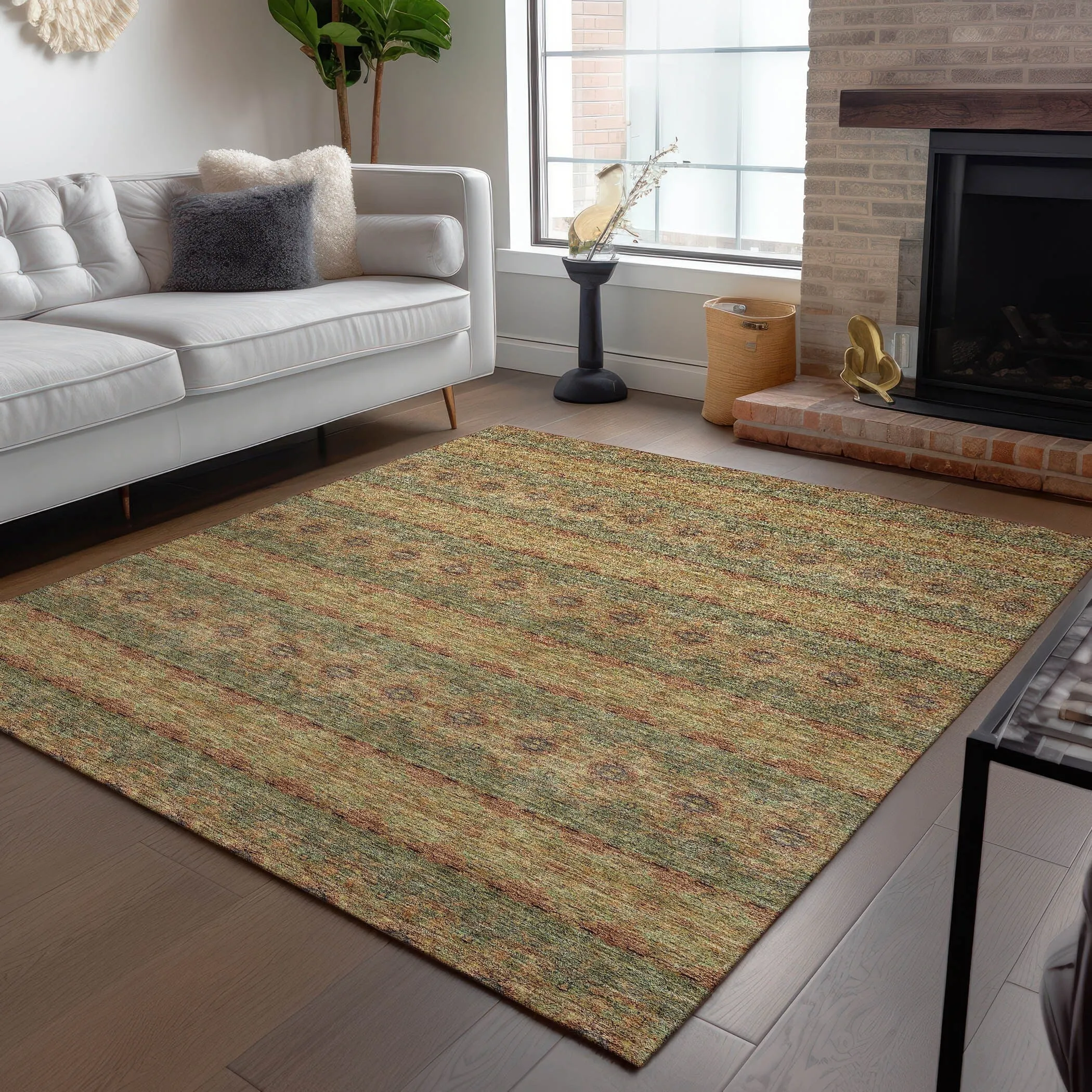 Machine Washable Indoor/ Outdoor Chantille Ombre Stripes Rug