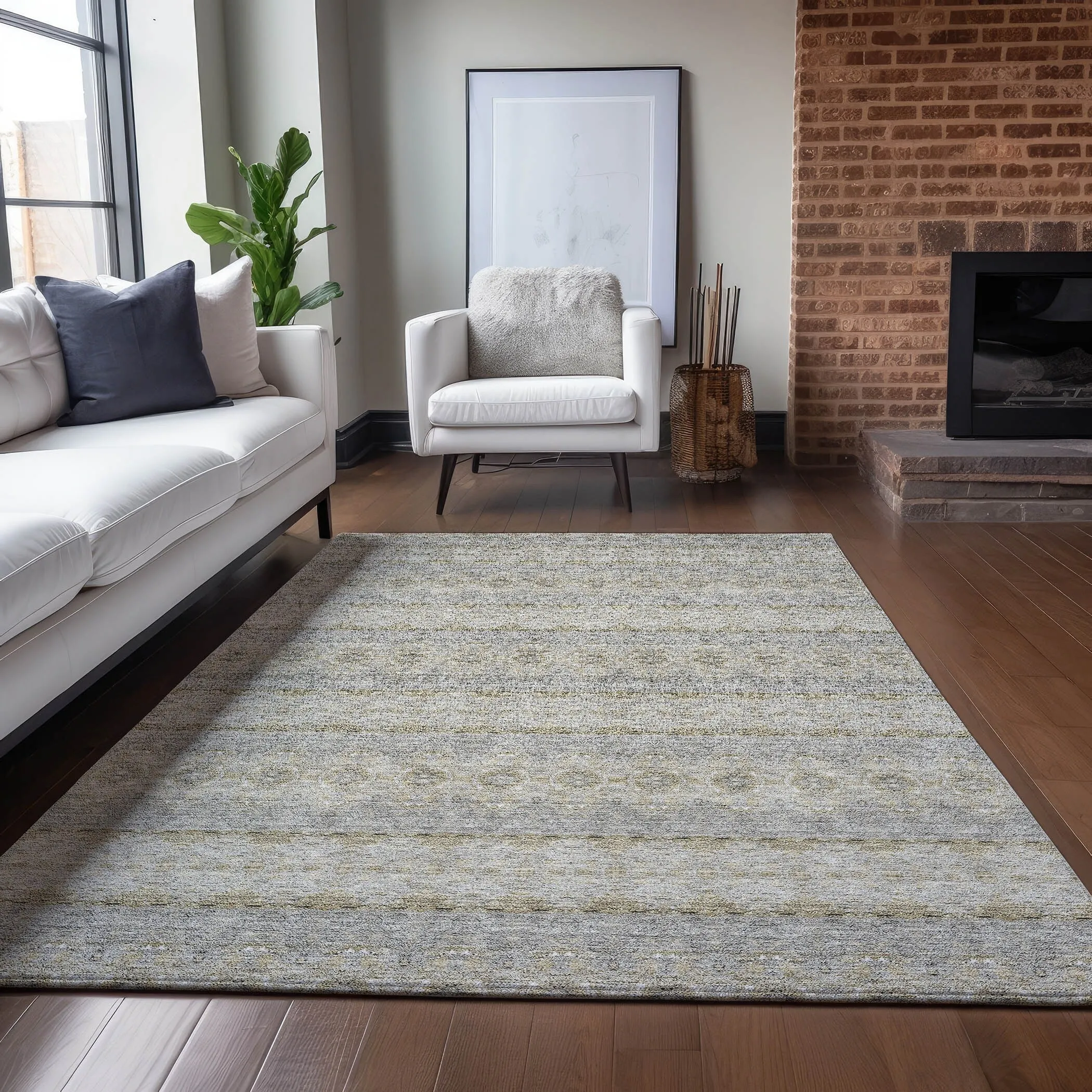 Machine Washable Indoor/ Outdoor Chantille Ombre Stripes Rug