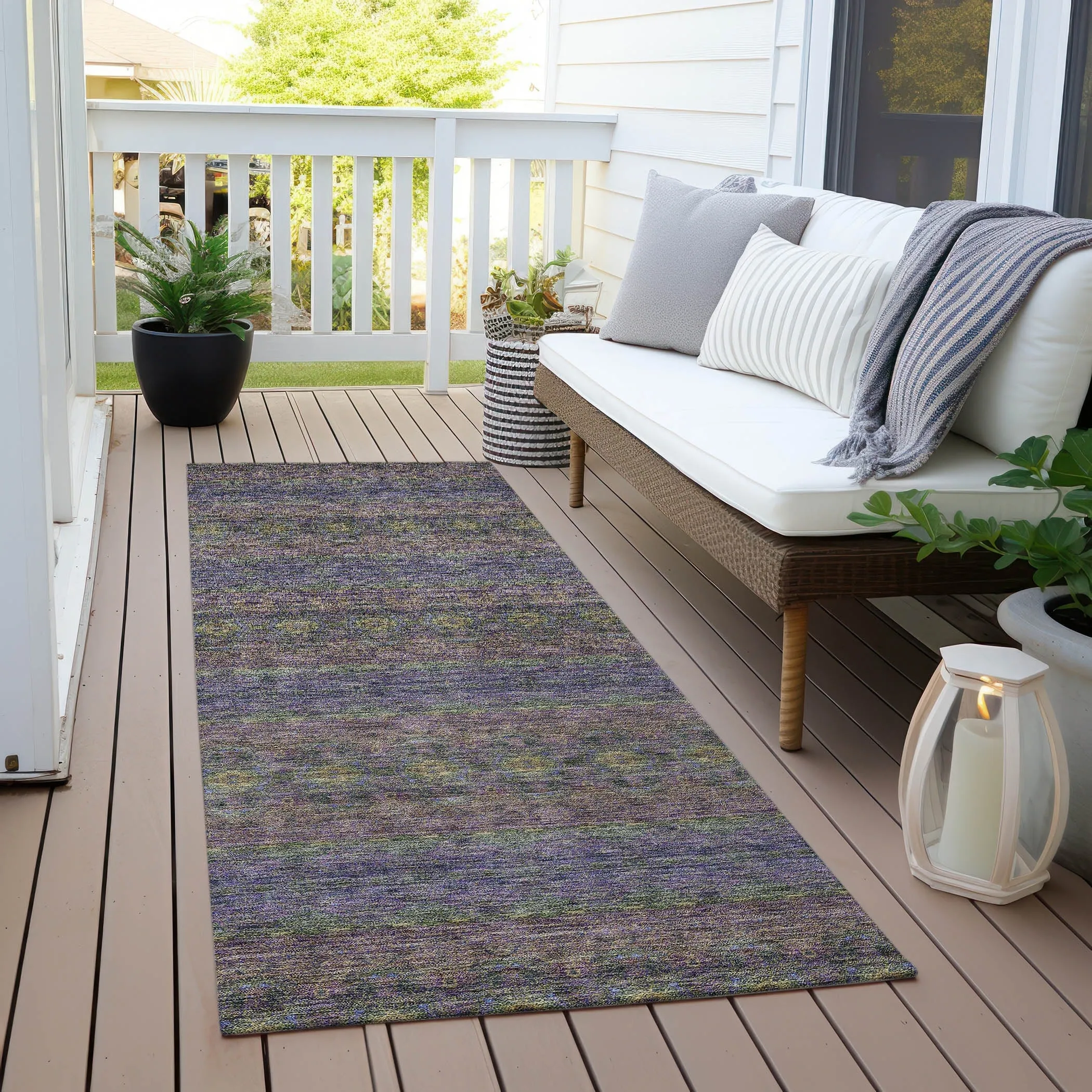 Machine Washable Indoor/ Outdoor Chantille Ombre Stripes Rug