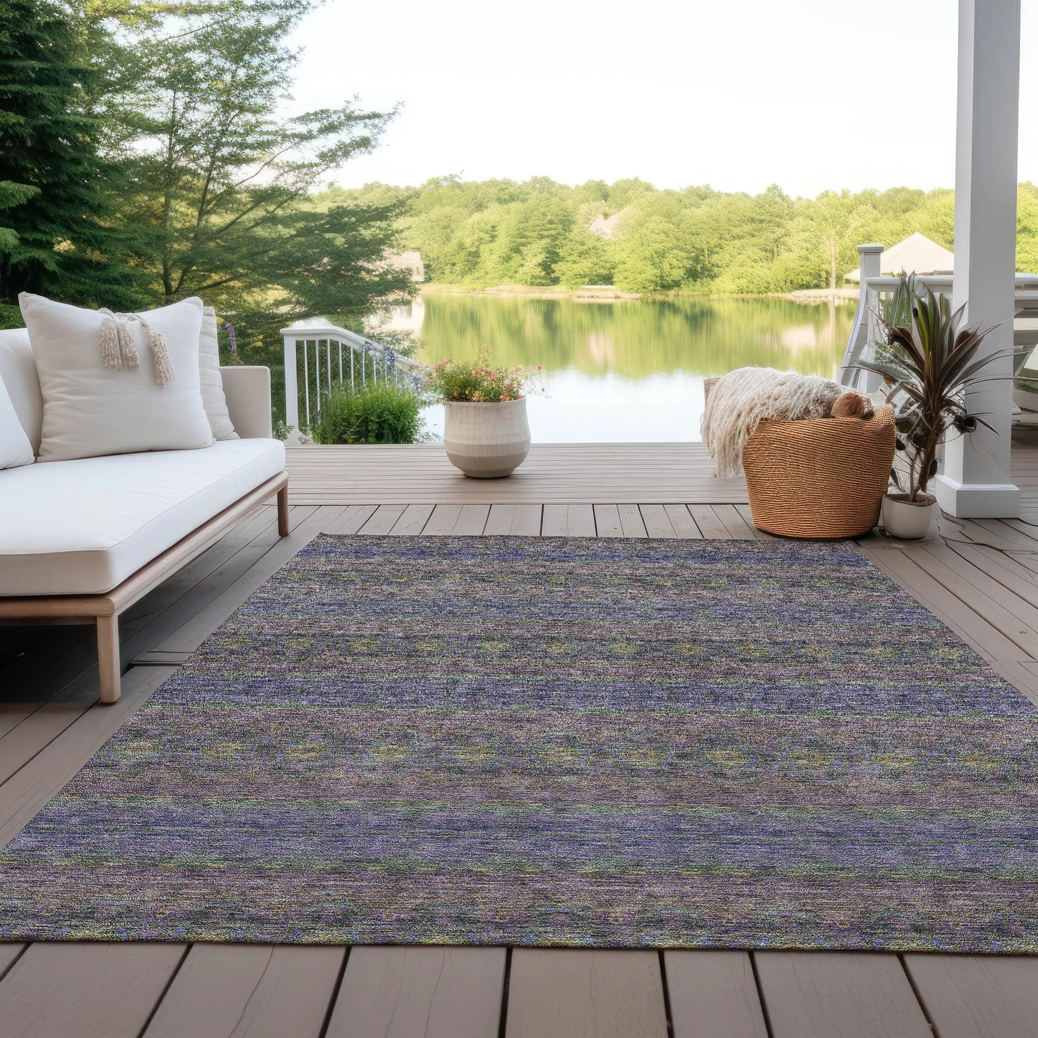 Machine Washable Indoor/ Outdoor Chantille Ombre Stripes Rug