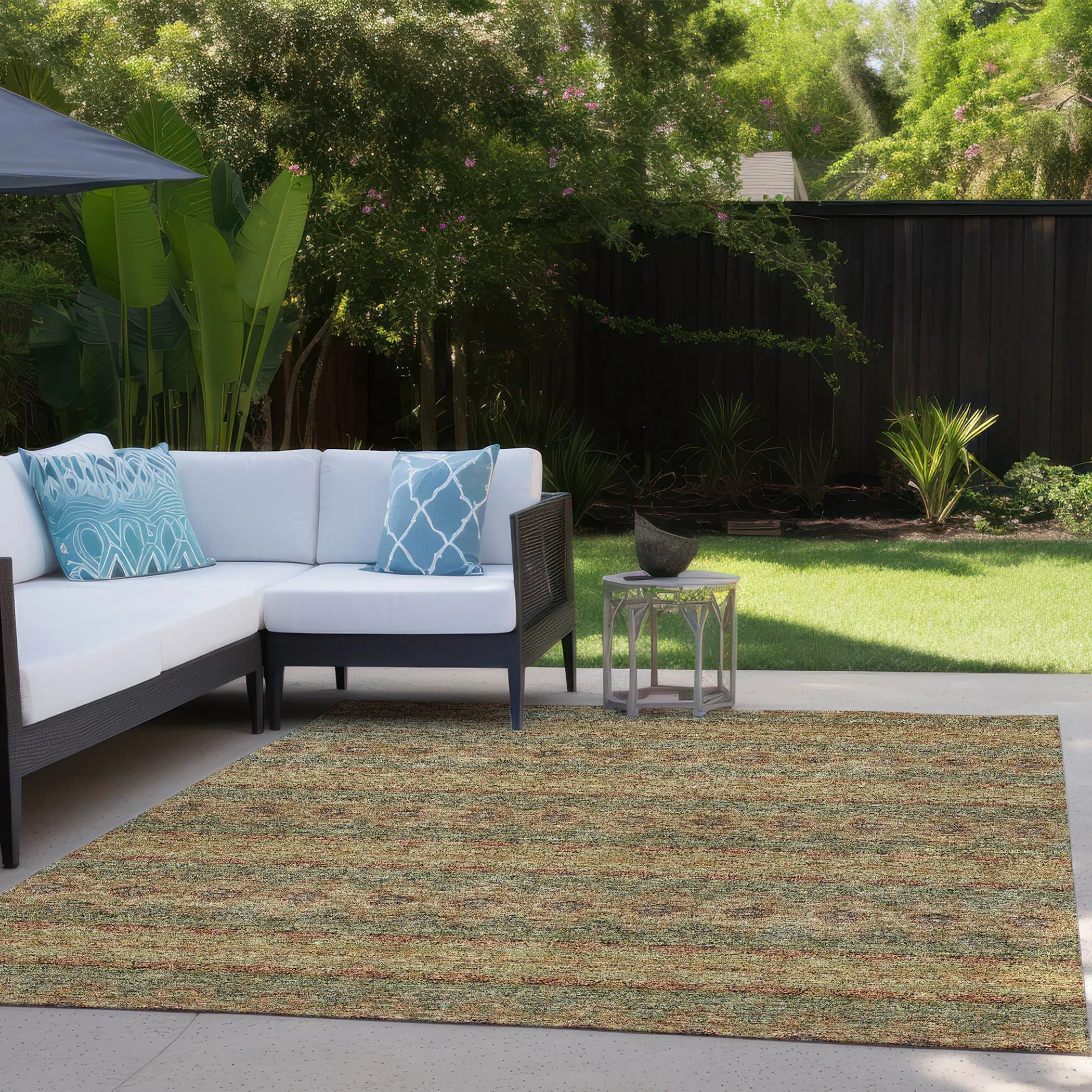 Machine Washable Indoor/ Outdoor Chantille Ombre Stripes Rug