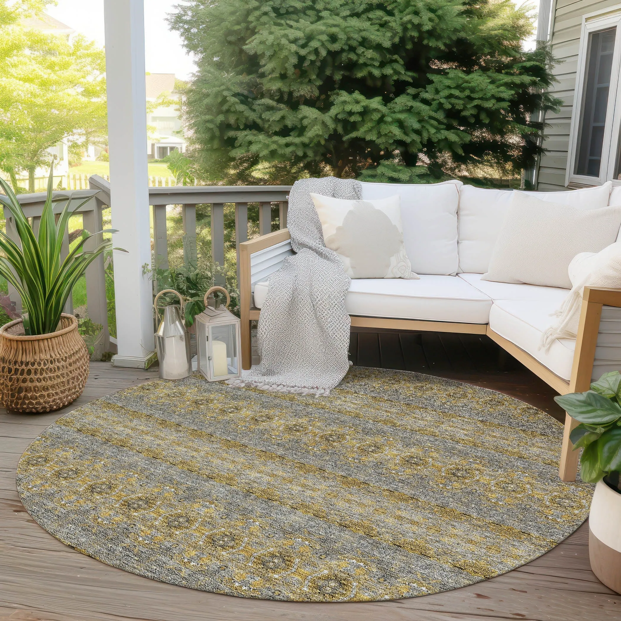 Machine Washable Indoor/ Outdoor Chantille Ombre Stripes Rug
