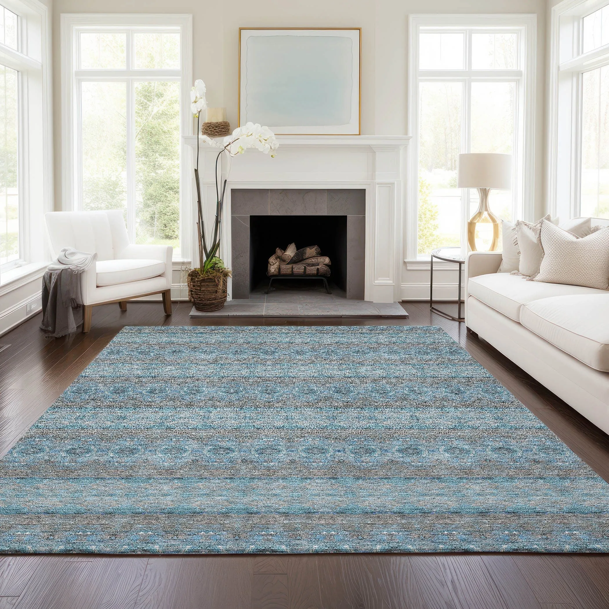 Machine Washable Indoor/ Outdoor Chantille Ombre Stripes Rug