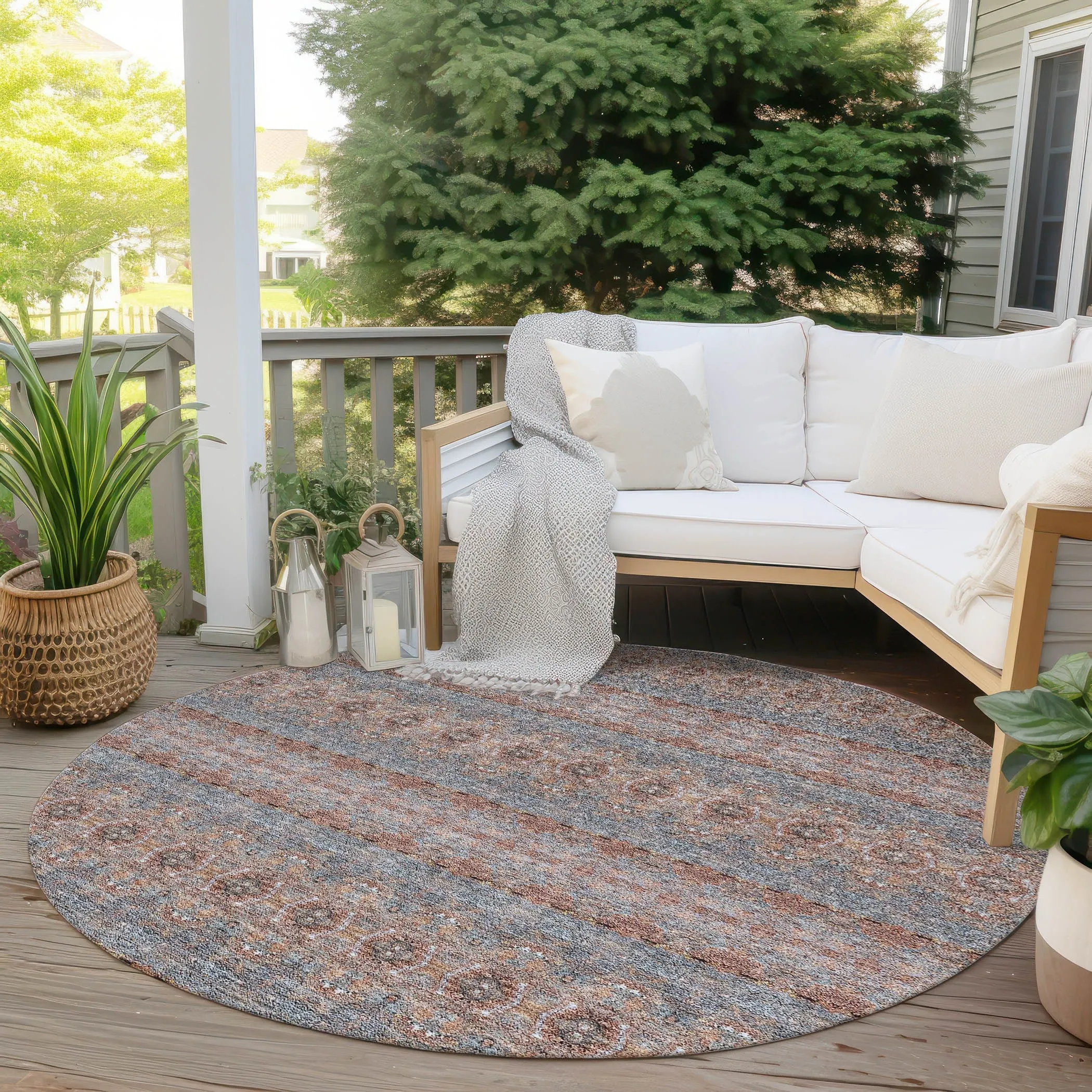 Machine Washable Indoor/ Outdoor Chantille Ombre Stripes Rug