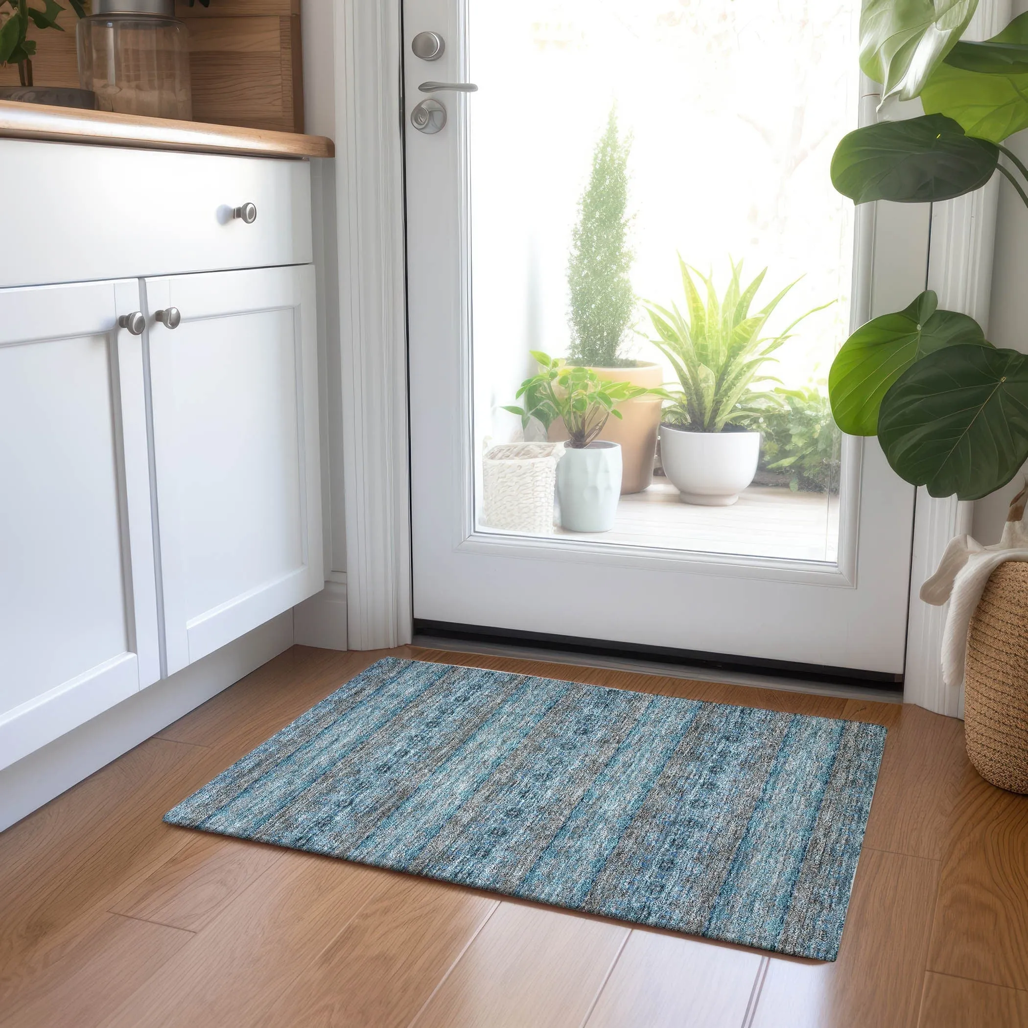 Machine Washable Indoor/ Outdoor Chantille Ombre Stripes Rug