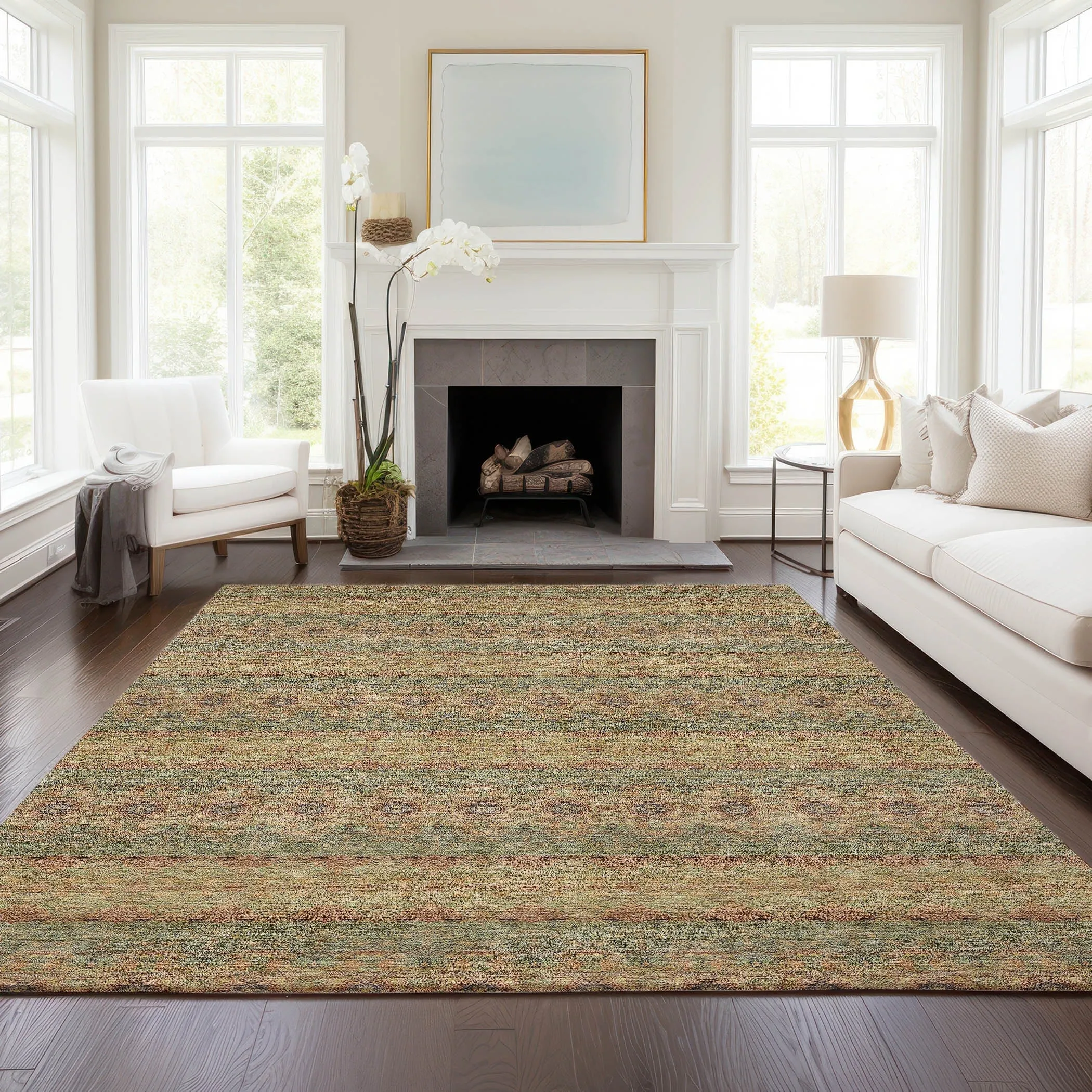 Machine Washable Indoor/ Outdoor Chantille Ombre Stripes Rug