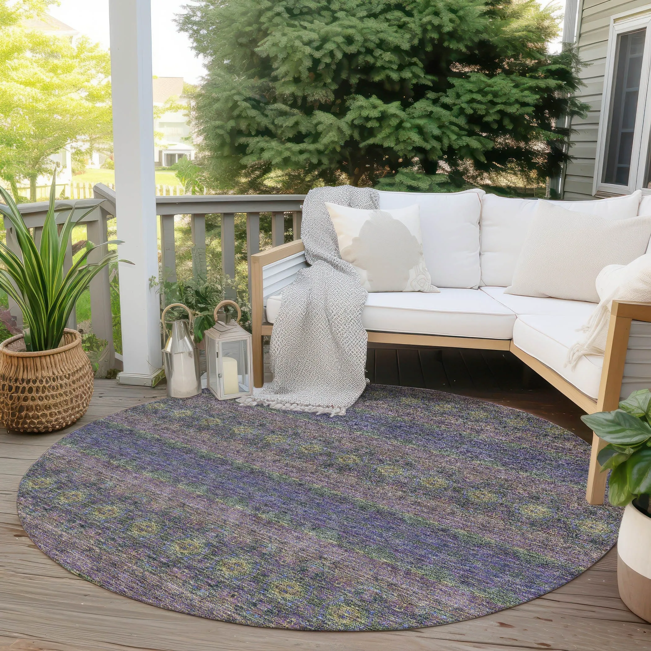 Machine Washable Indoor/ Outdoor Chantille Ombre Stripes Rug