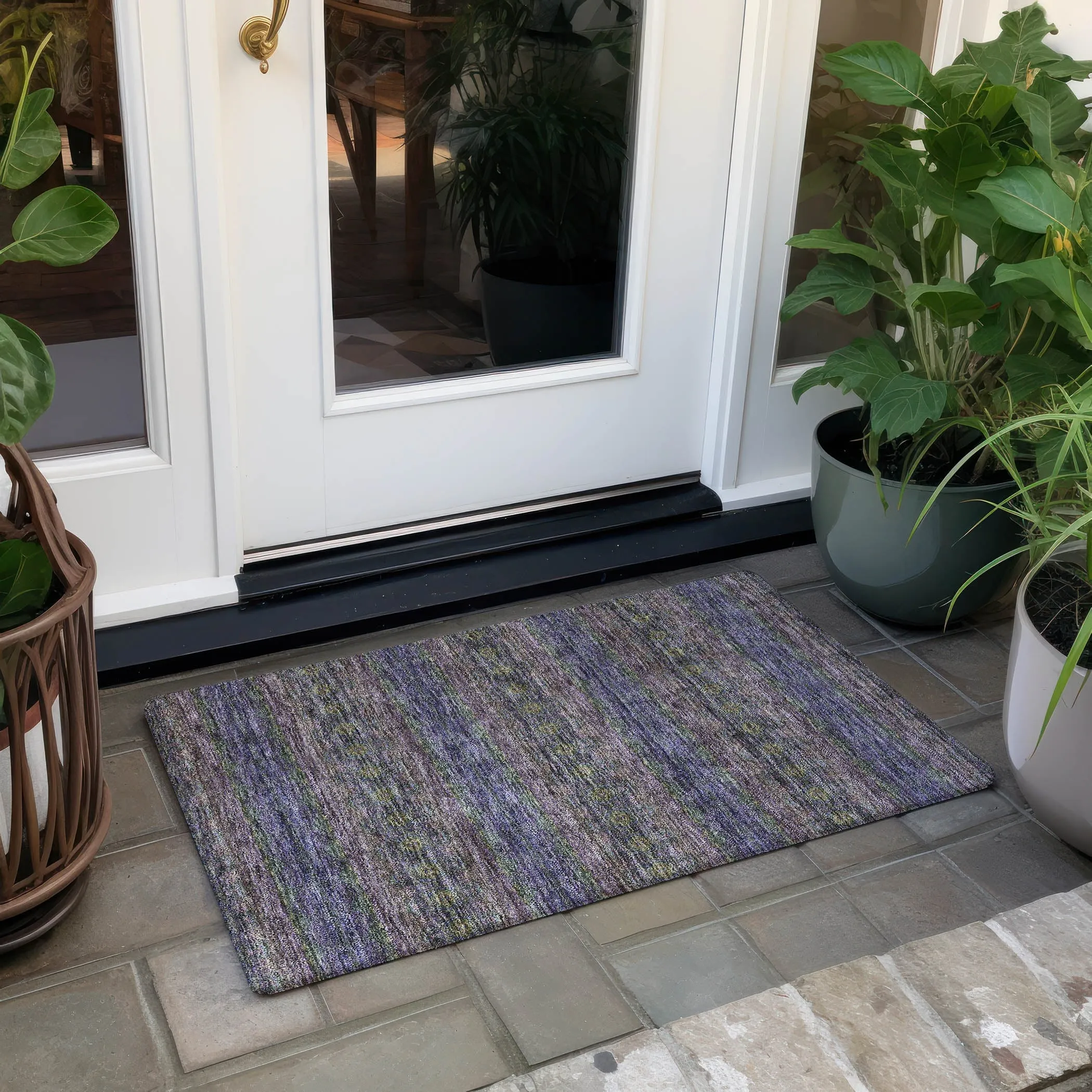 Machine Washable Indoor/ Outdoor Chantille Ombre Stripes Rug