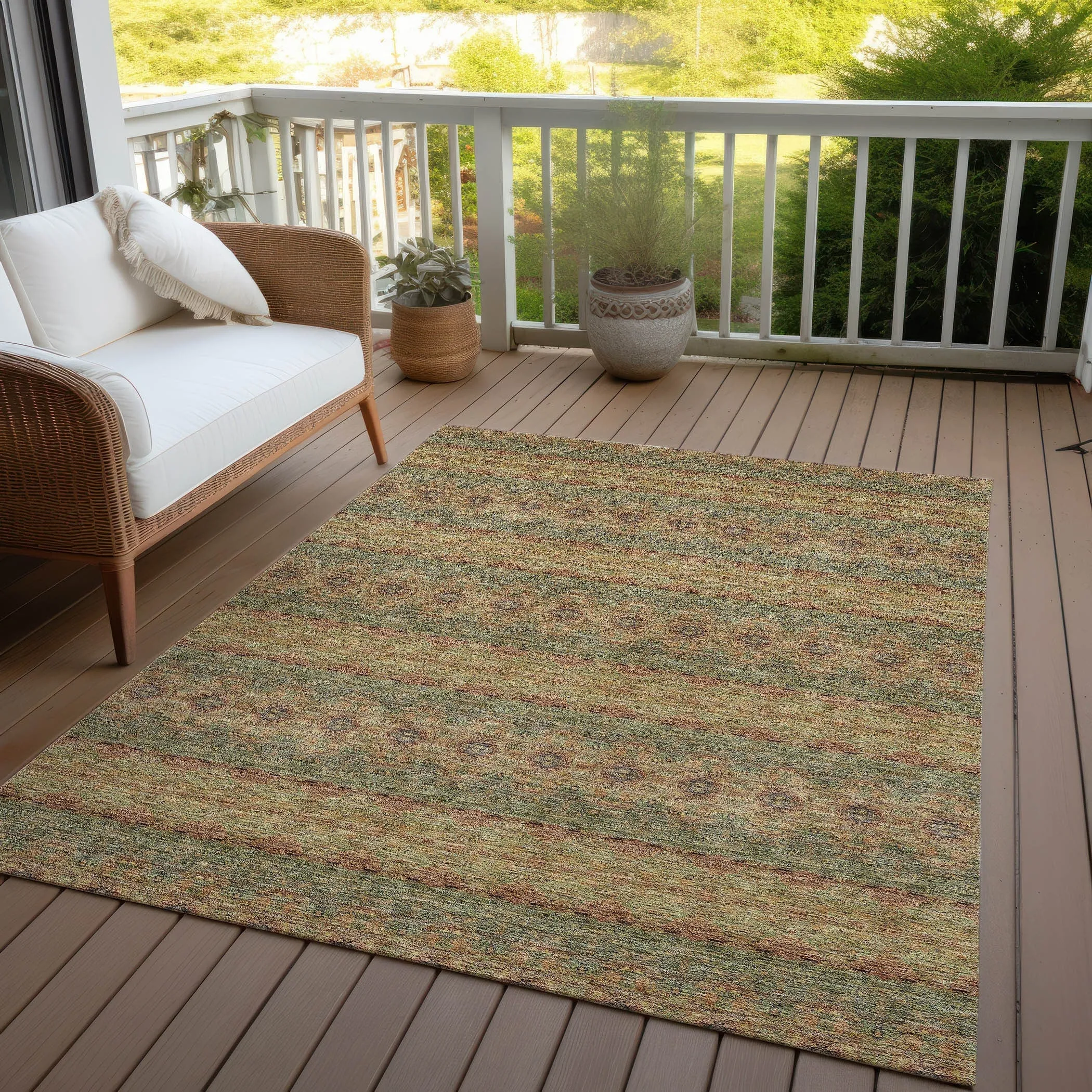 Machine Washable Indoor/ Outdoor Chantille Ombre Stripes Rug