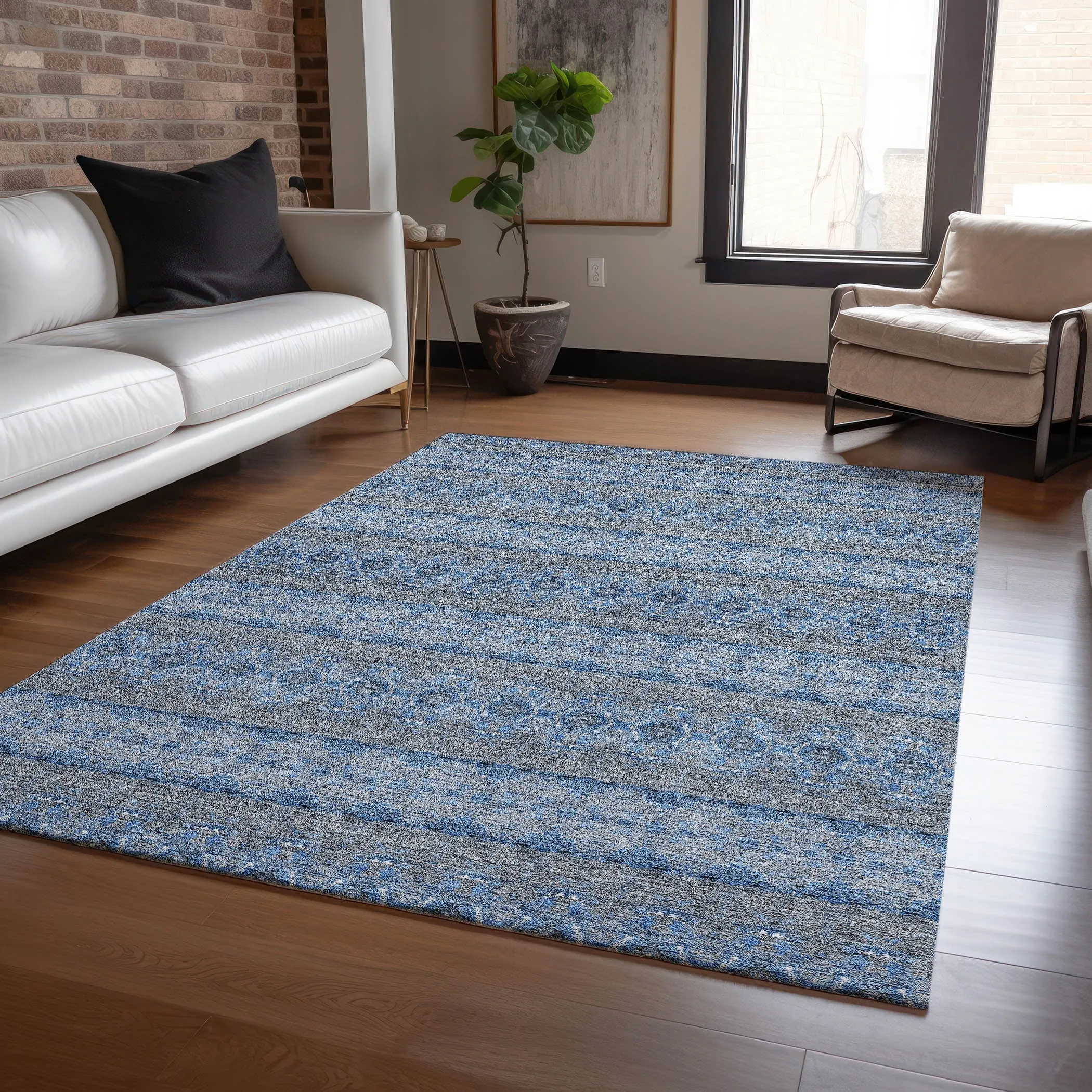 Machine Washable Indoor/ Outdoor Chantille Ombre Stripes Rug