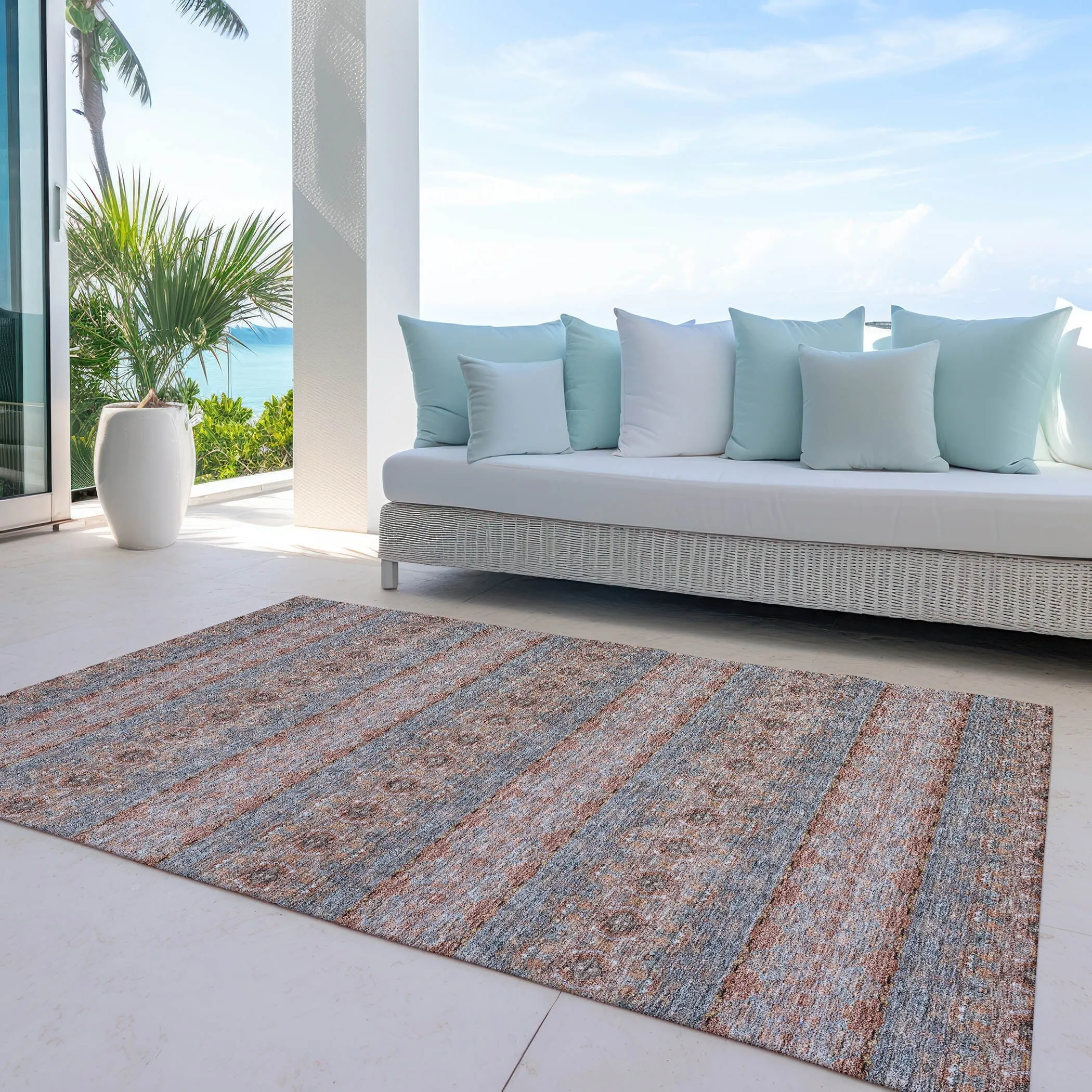 Machine Washable Indoor/ Outdoor Chantille Ombre Stripes Rug