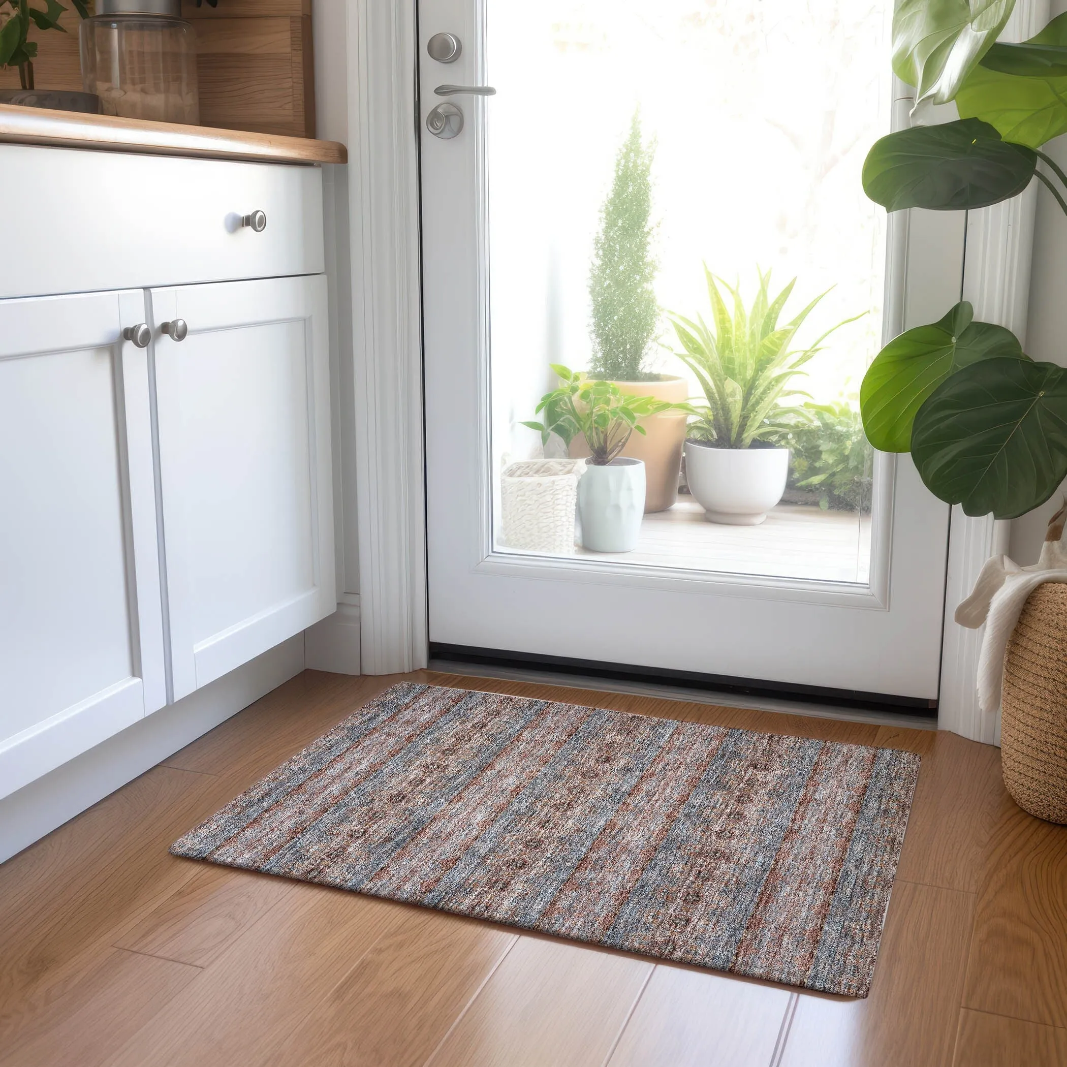 Machine Washable Indoor/ Outdoor Chantille Ombre Stripes Rug
