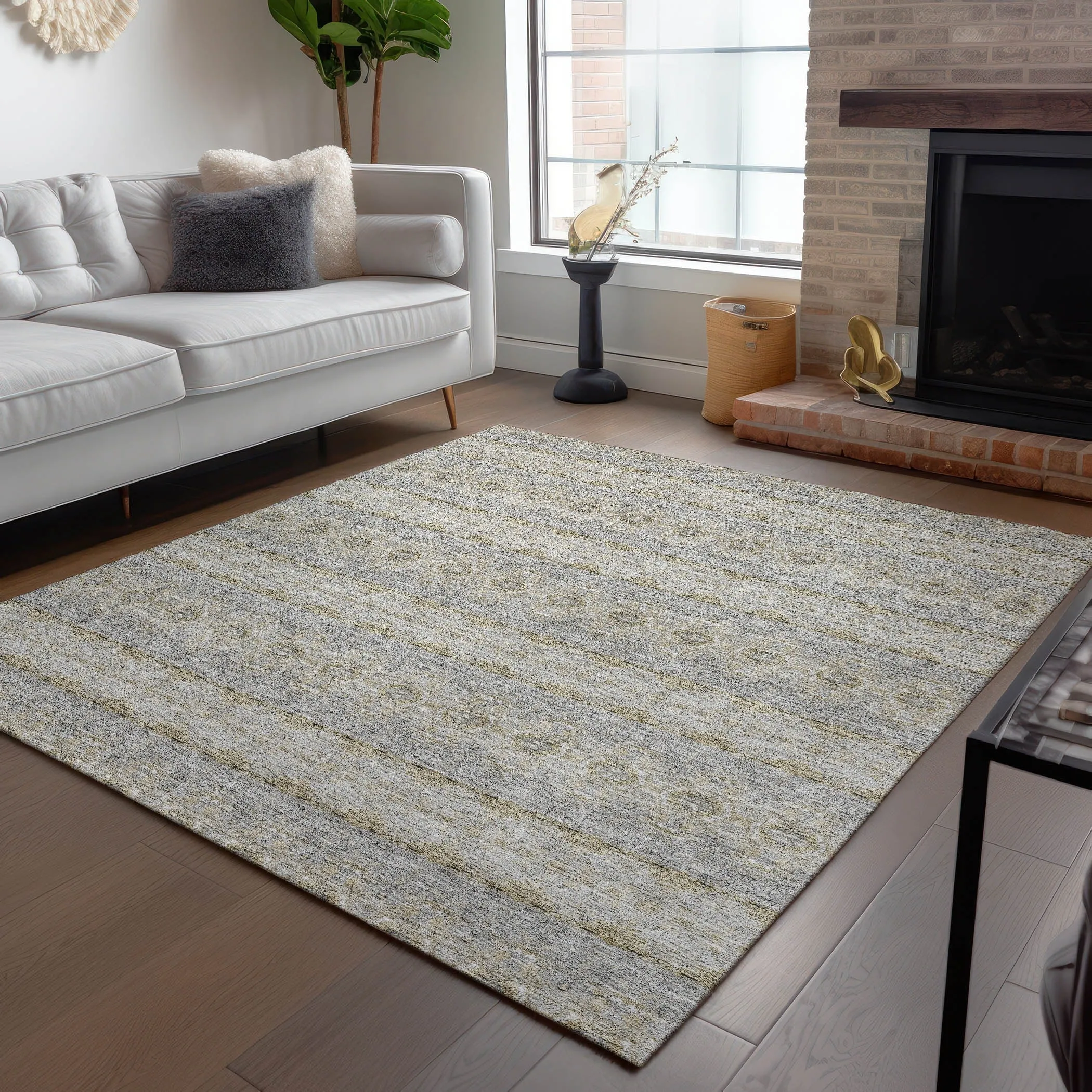 Machine Washable Indoor/ Outdoor Chantille Ombre Stripes Rug