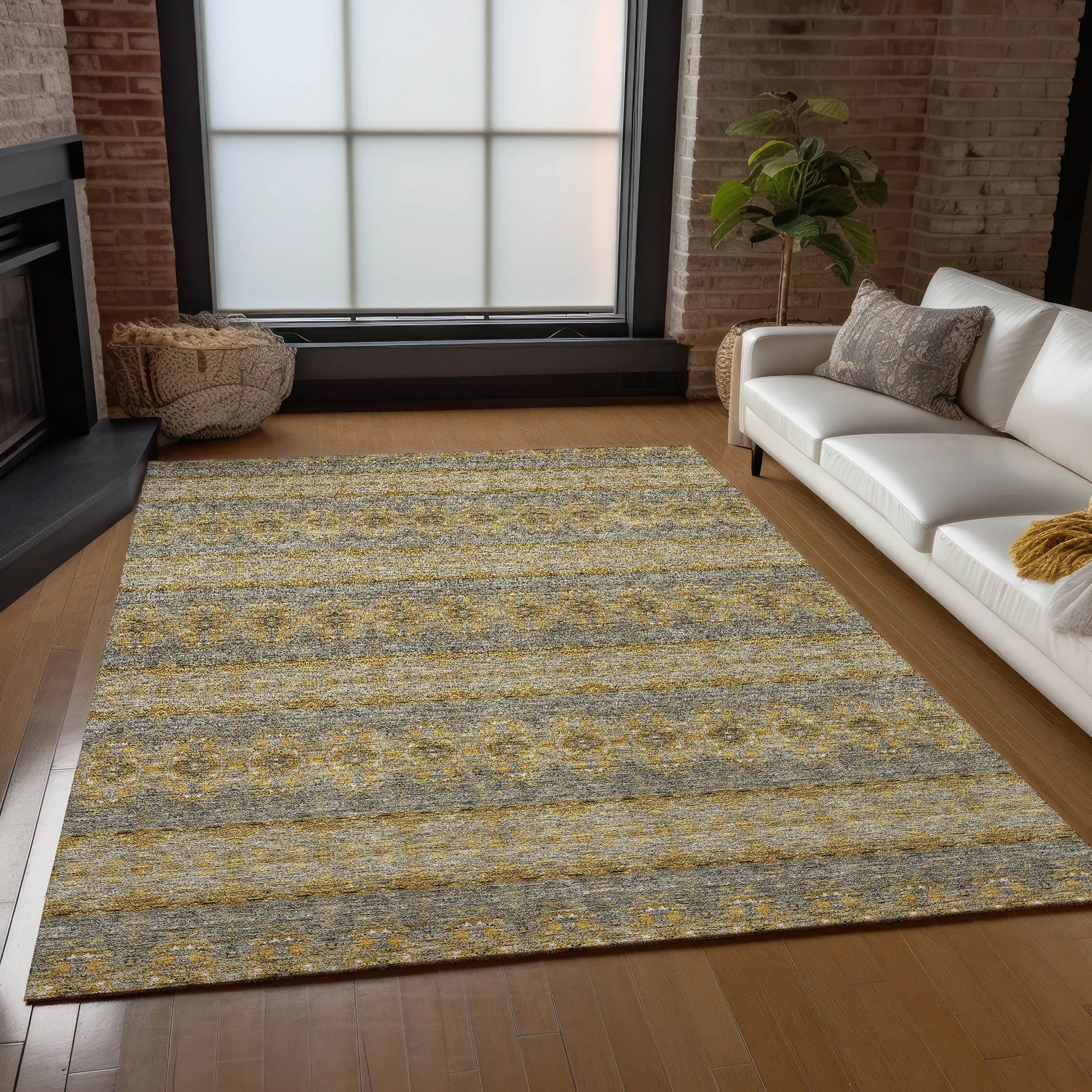 Machine Washable Indoor/ Outdoor Chantille Ombre Stripes Rug