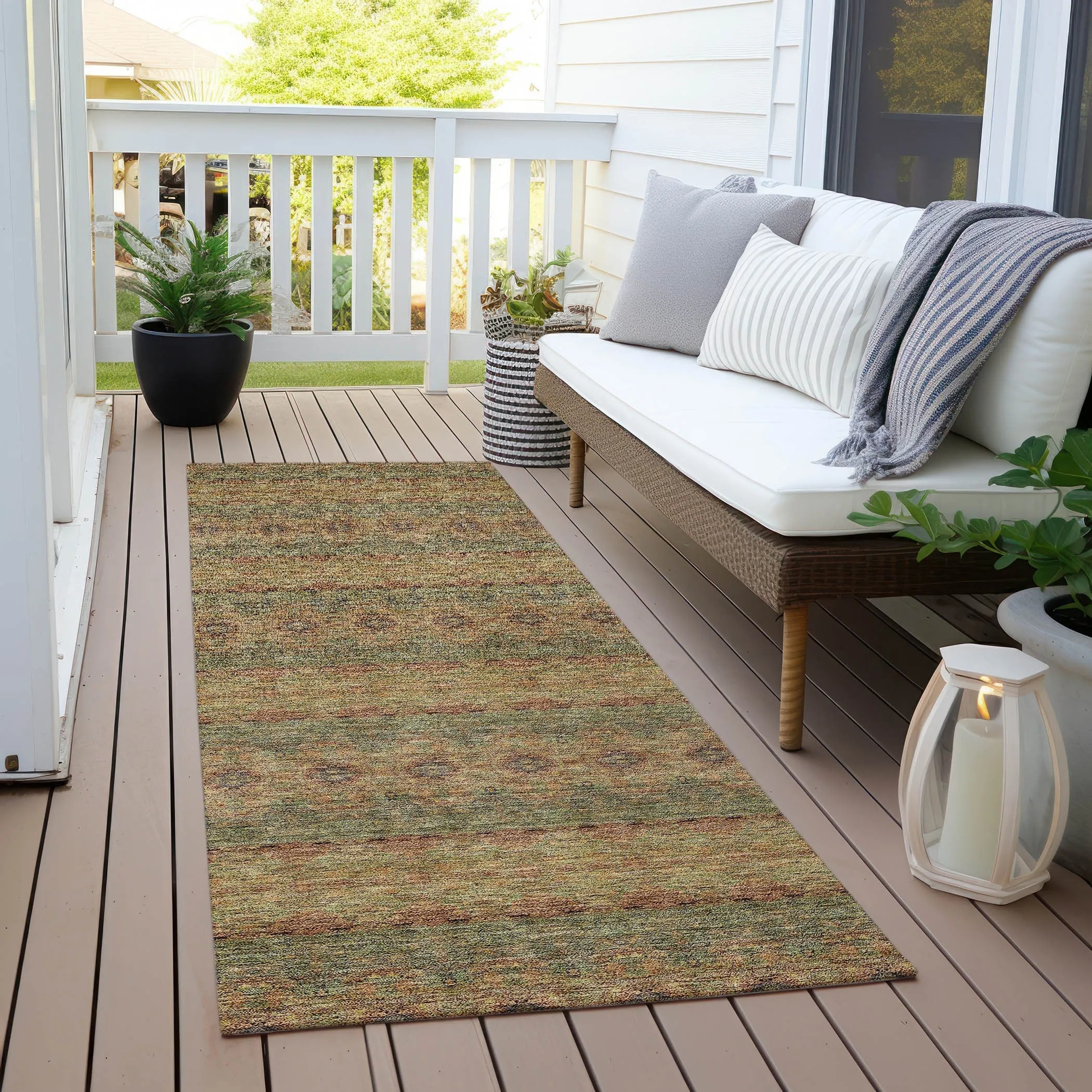 Machine Washable Indoor/ Outdoor Chantille Ombre Stripes Rug