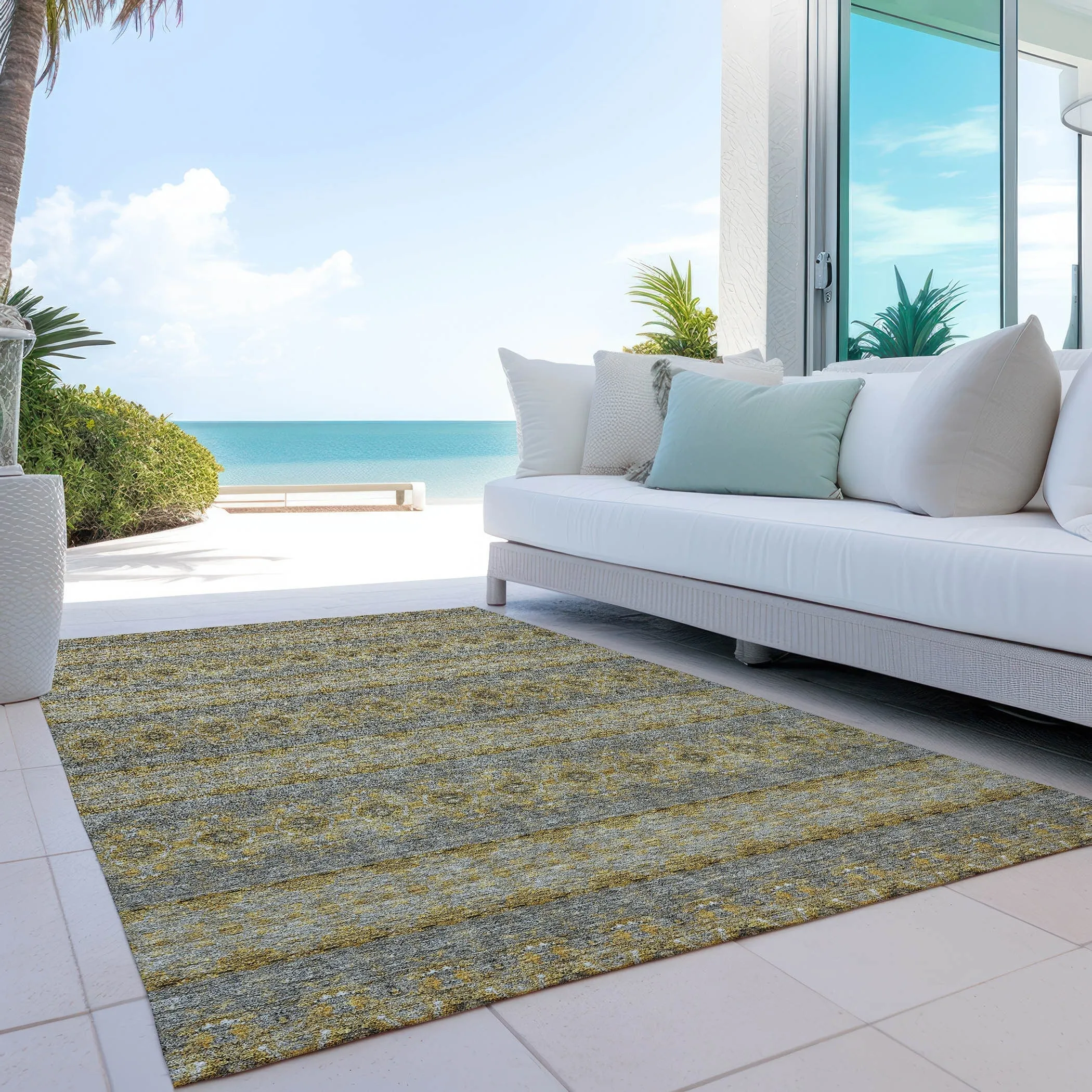 Machine Washable Indoor/ Outdoor Chantille Ombre Stripes Rug