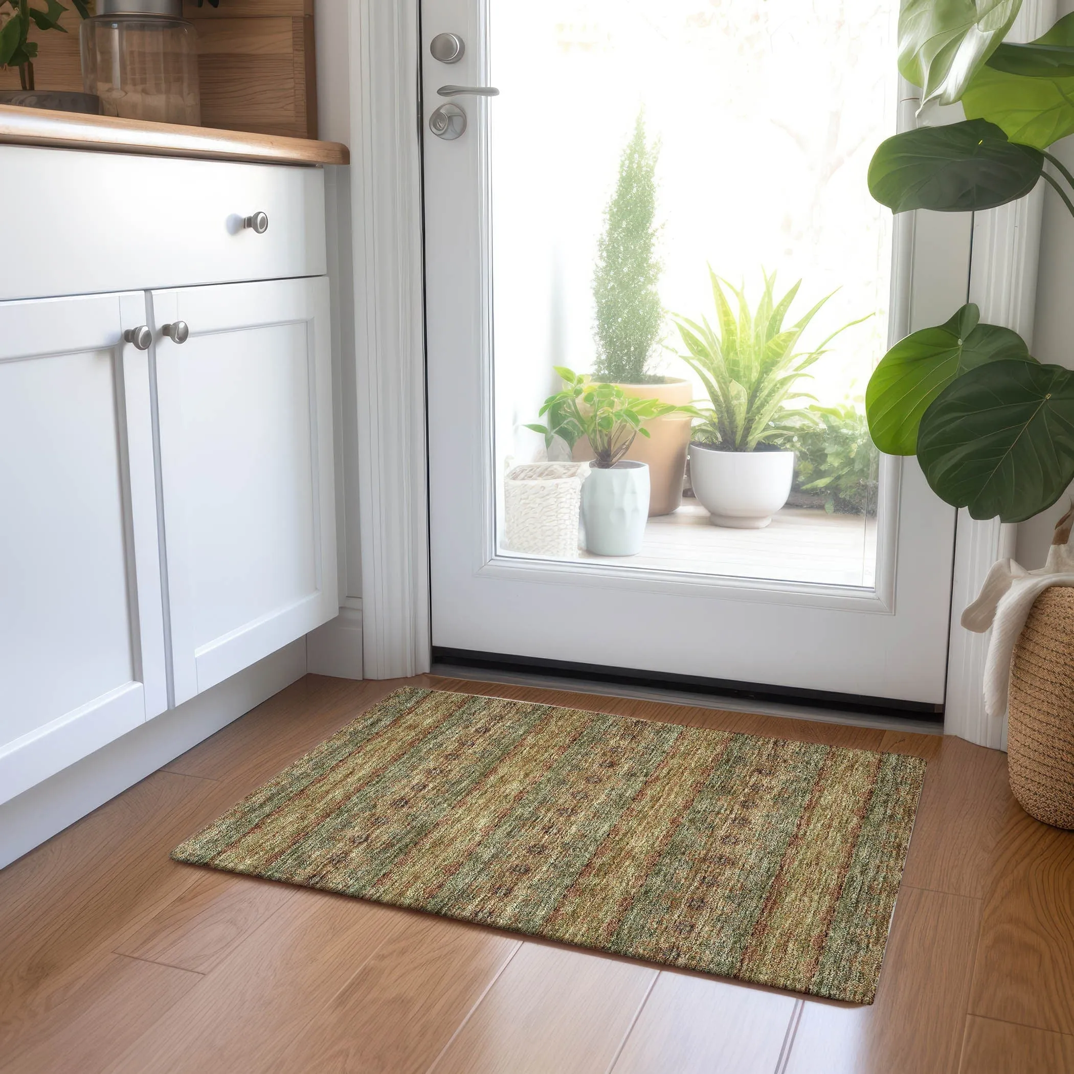 Machine Washable Indoor/ Outdoor Chantille Ombre Stripes Rug