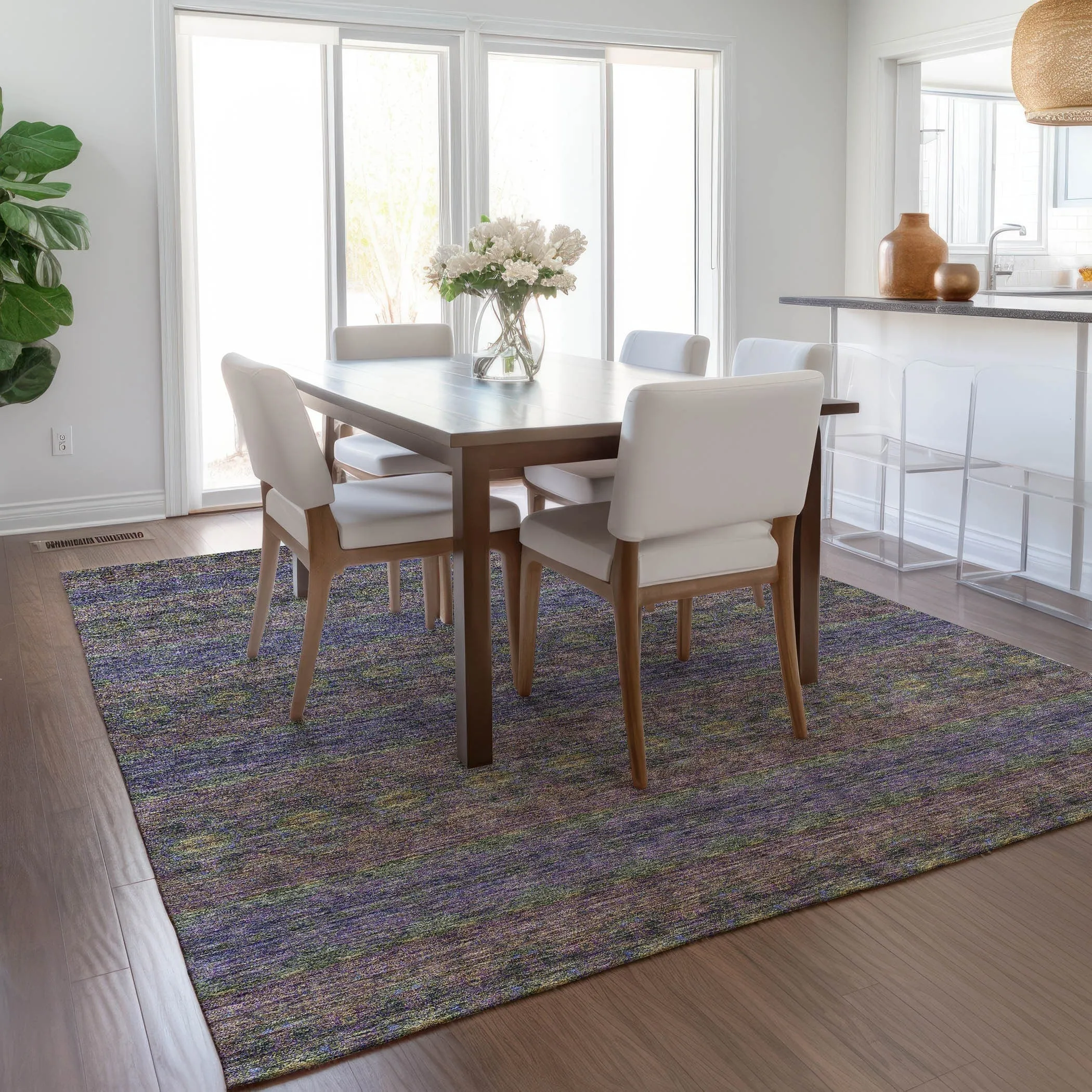 Machine Washable Indoor/ Outdoor Chantille Ombre Stripes Rug