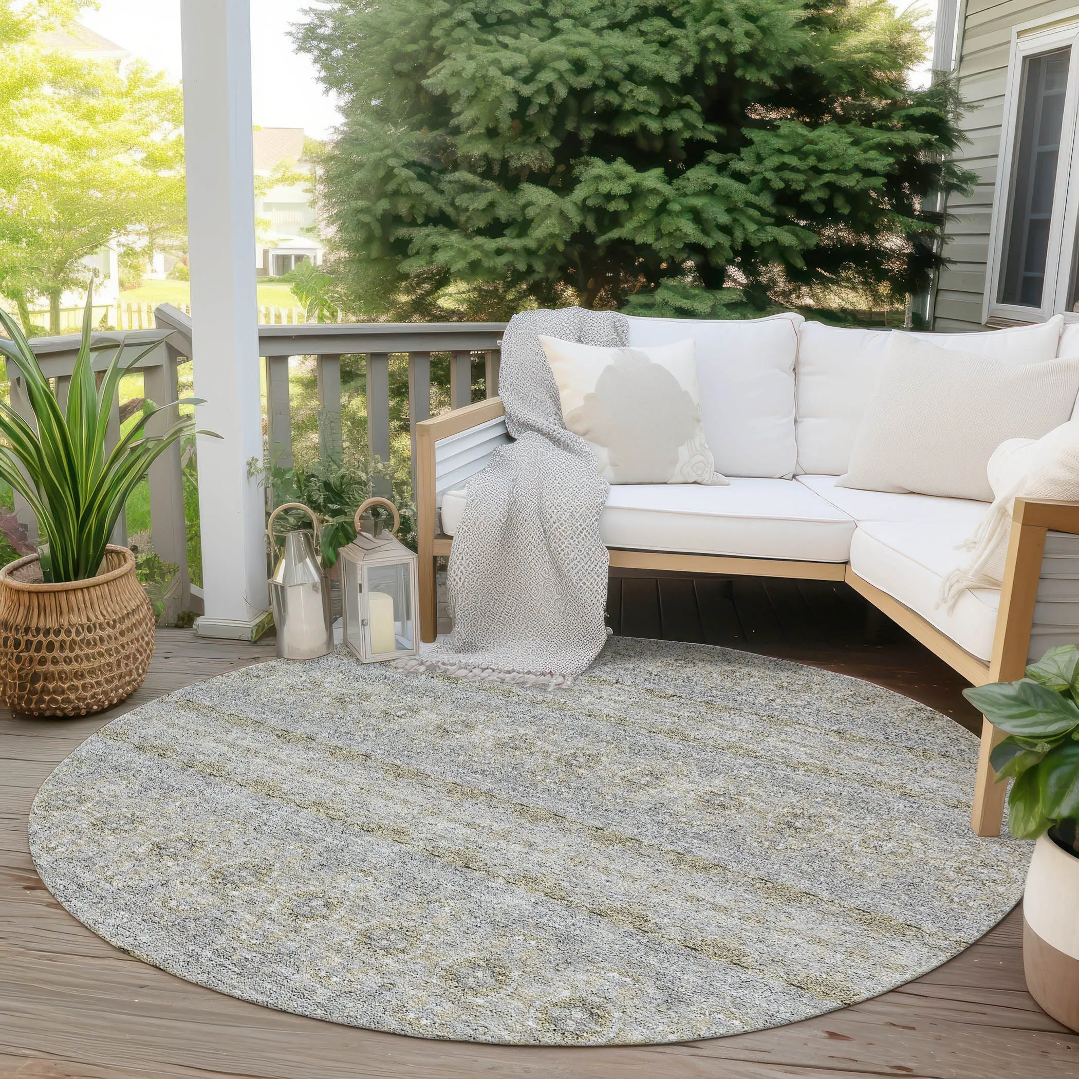 Machine Washable Indoor/ Outdoor Chantille Ombre Stripes Rug