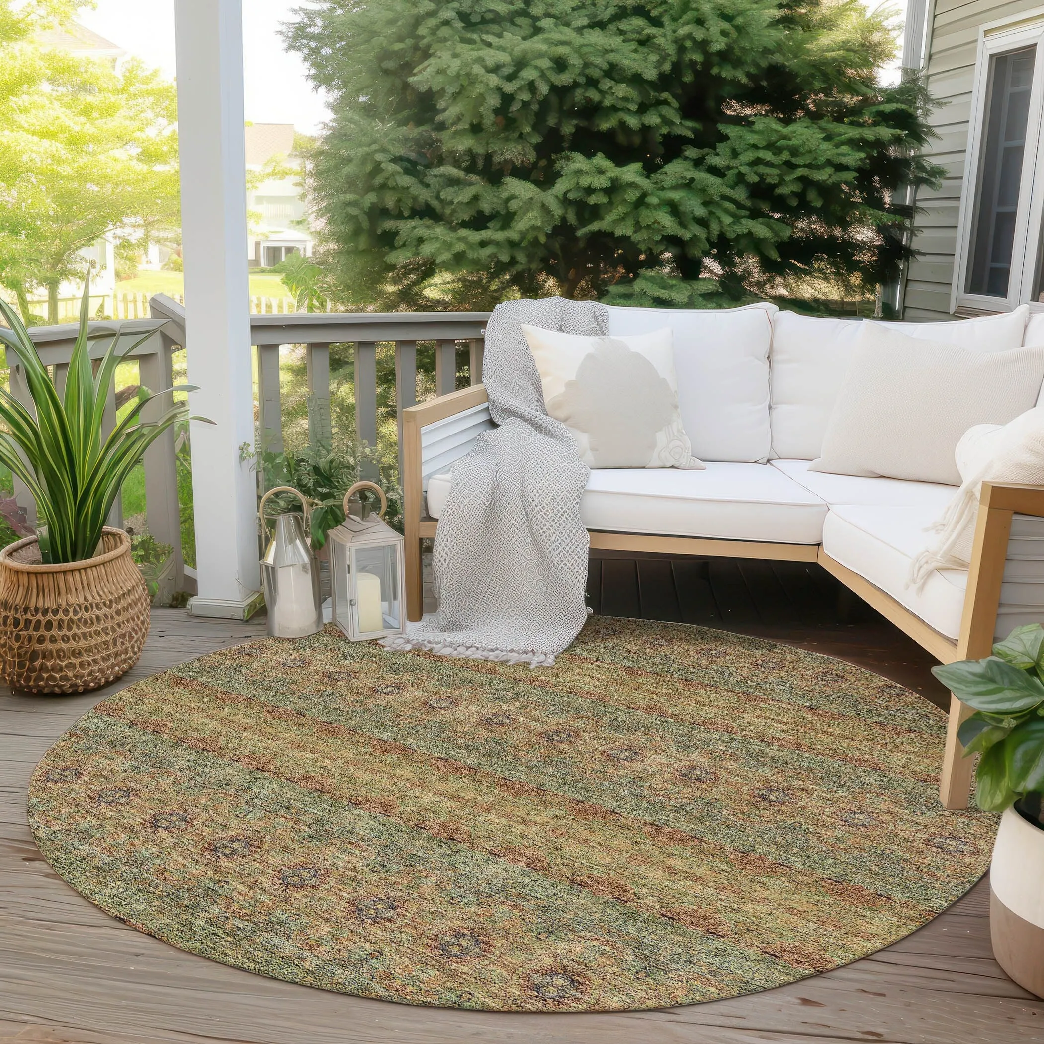 Machine Washable Indoor/ Outdoor Chantille Ombre Stripes Rug
