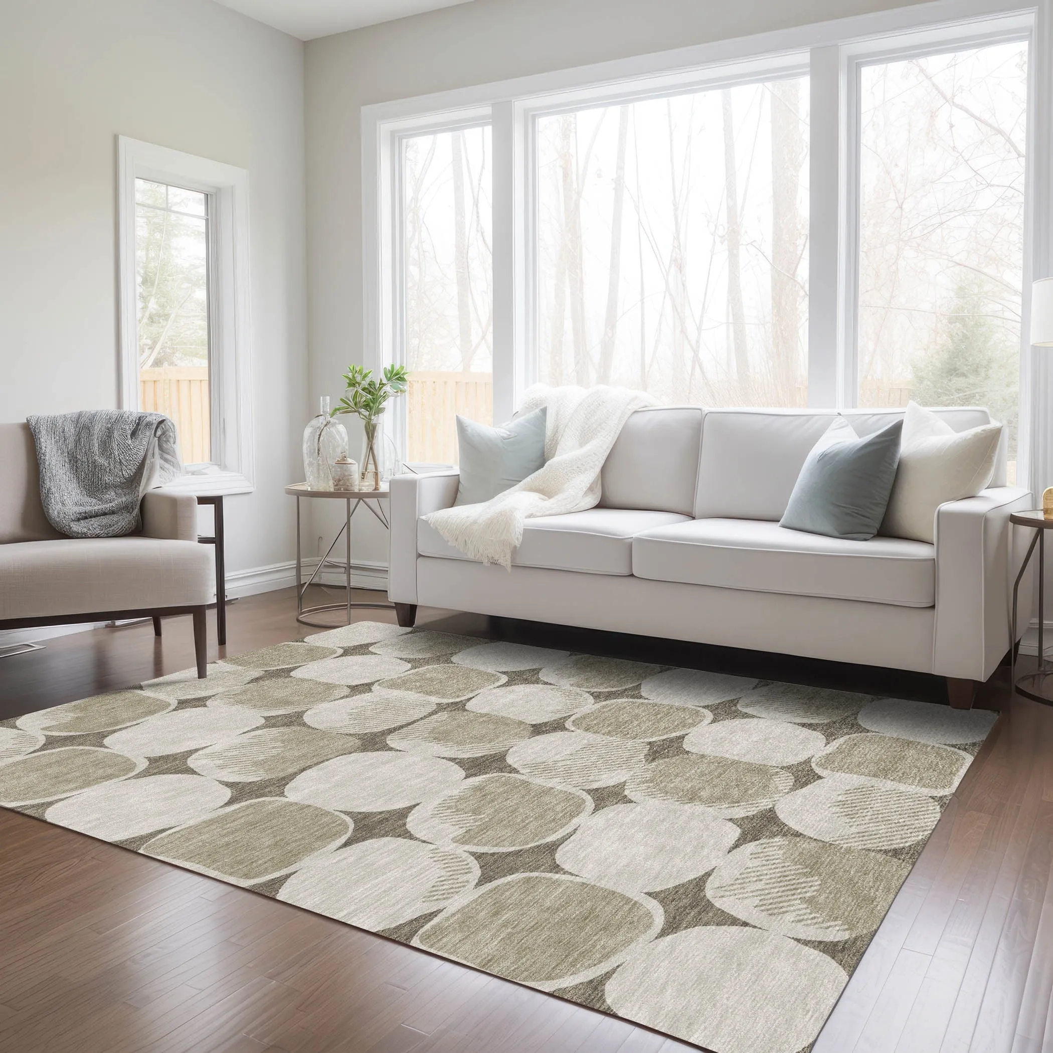 Machine Washable Indoor/ Outdoor Chantille Puffy Modern Rug