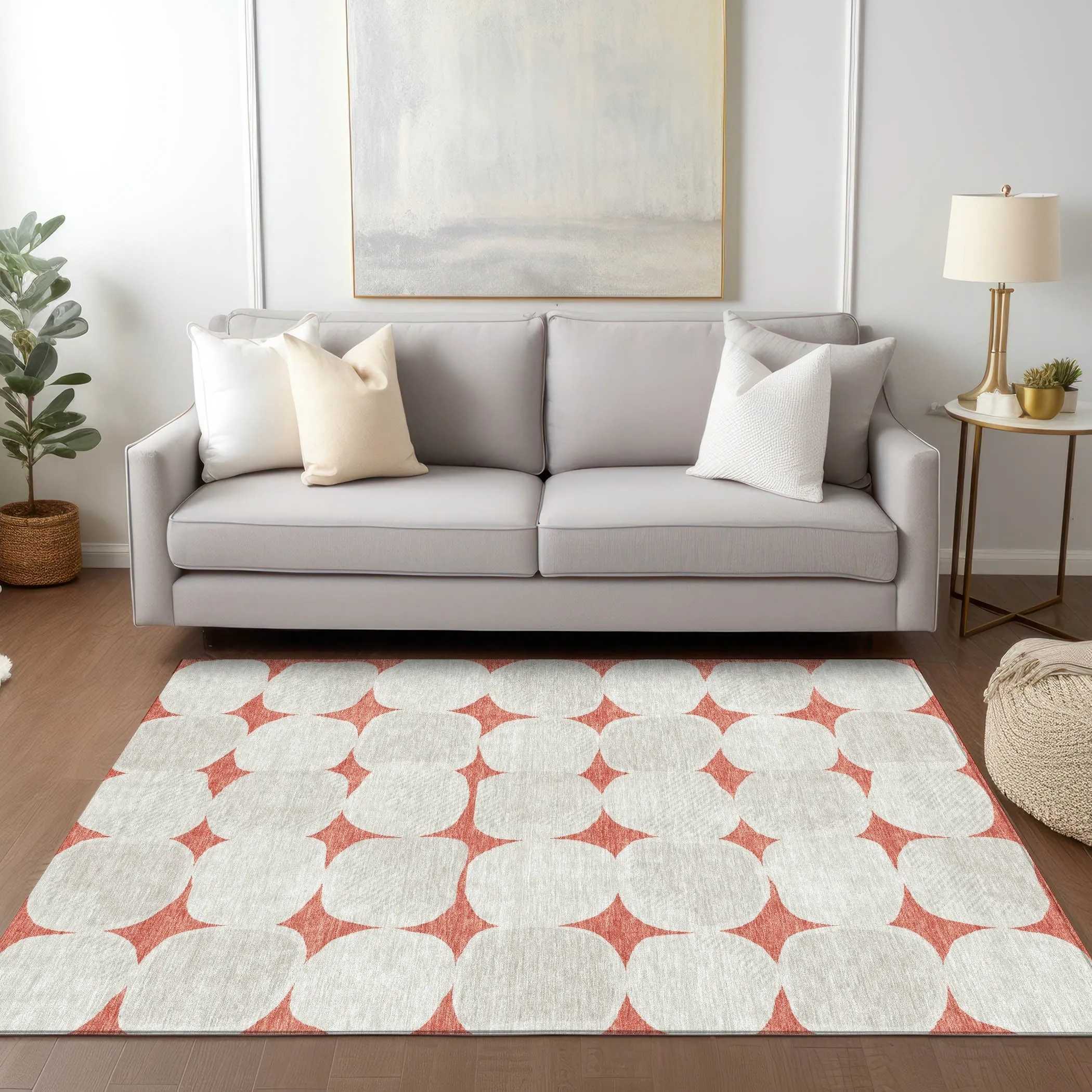 Machine Washable Indoor/ Outdoor Chantille Puffy Modern Rug