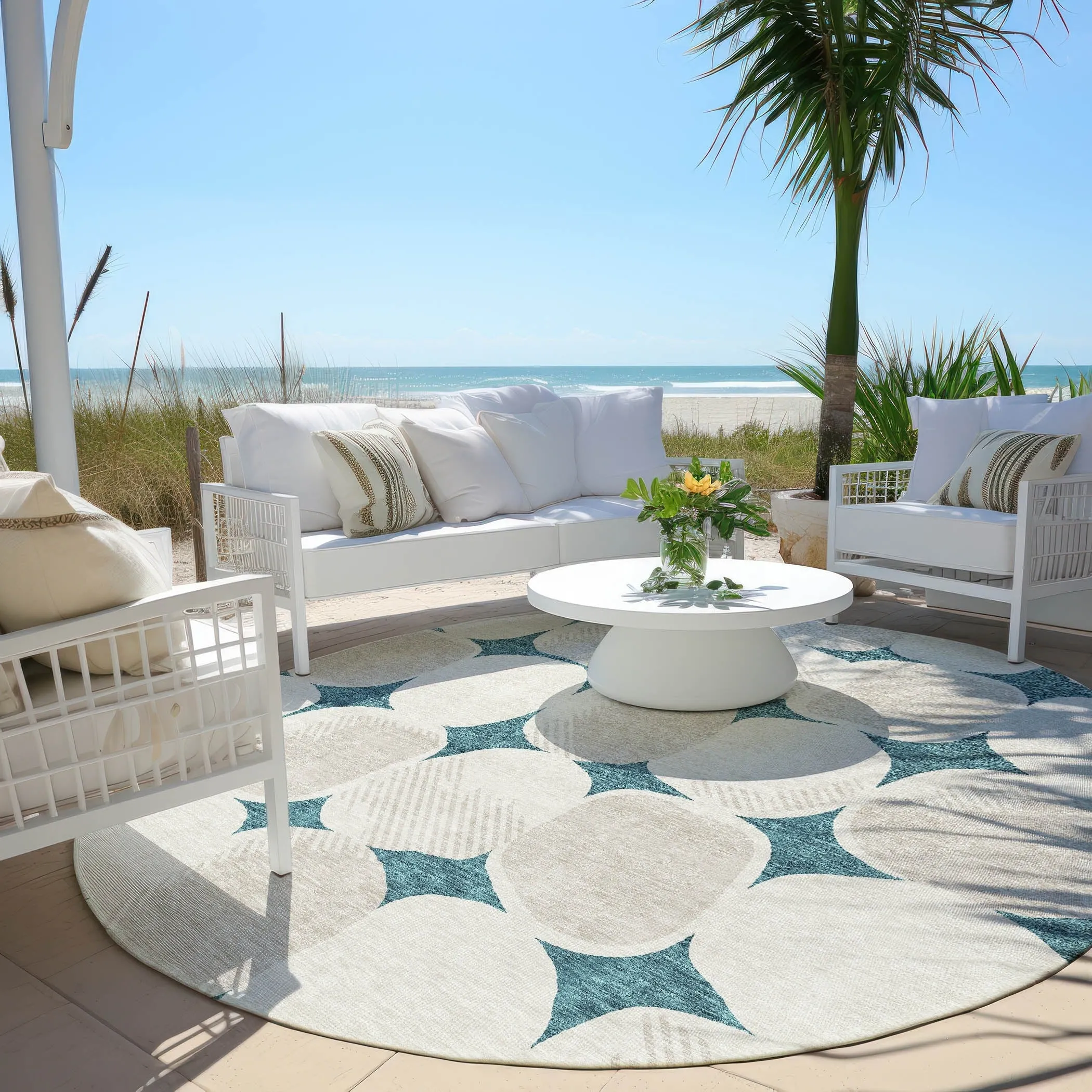 Machine Washable Indoor/ Outdoor Chantille Puffy Modern Rug