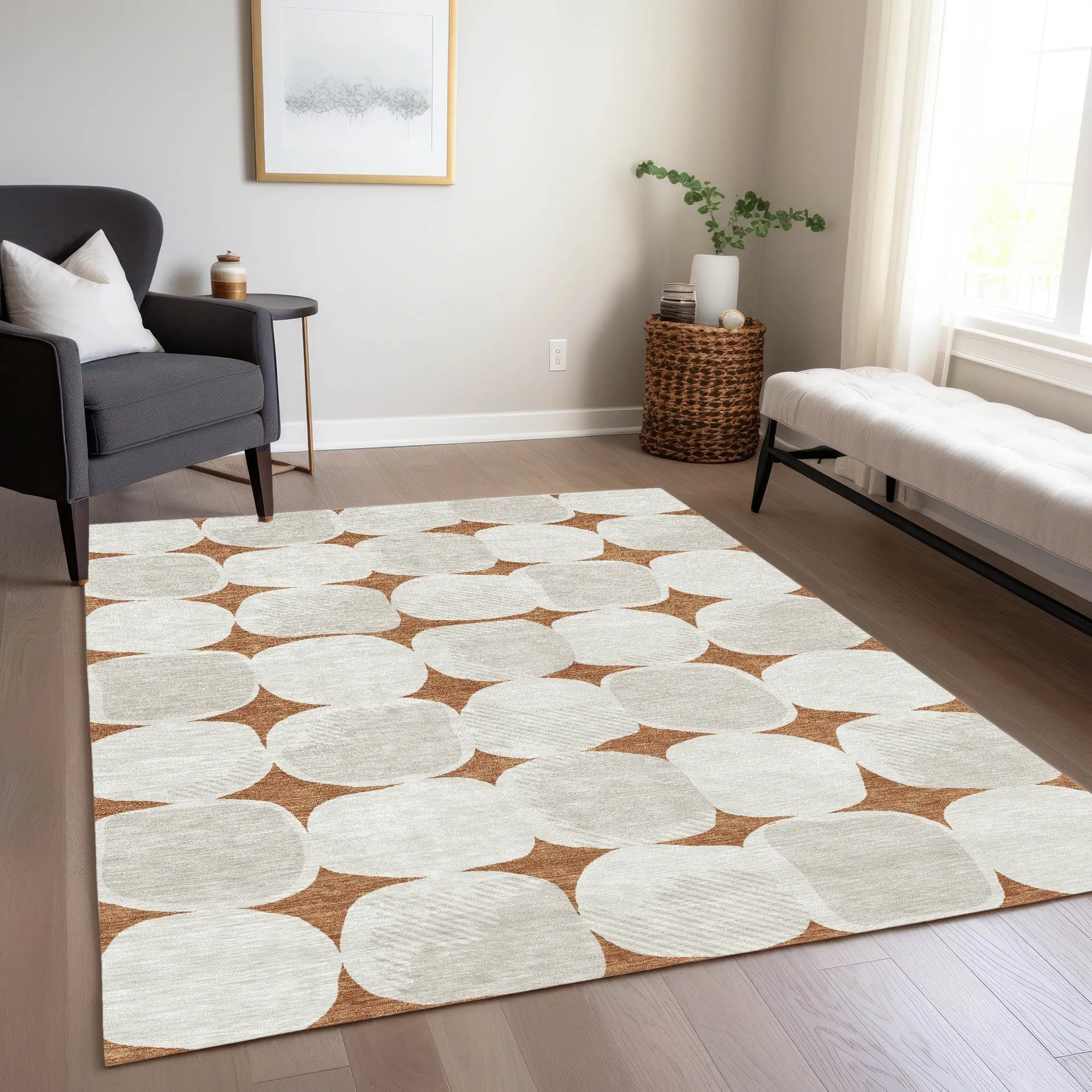 Machine Washable Indoor/ Outdoor Chantille Puffy Modern Rug