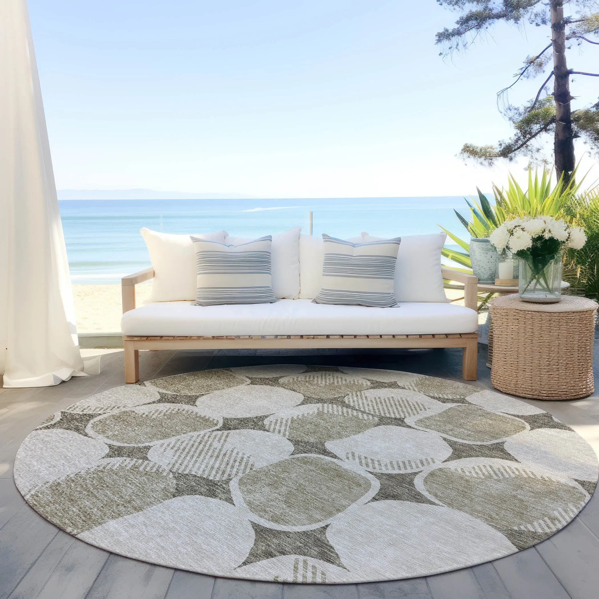Machine Washable Indoor/ Outdoor Chantille Puffy Modern Rug