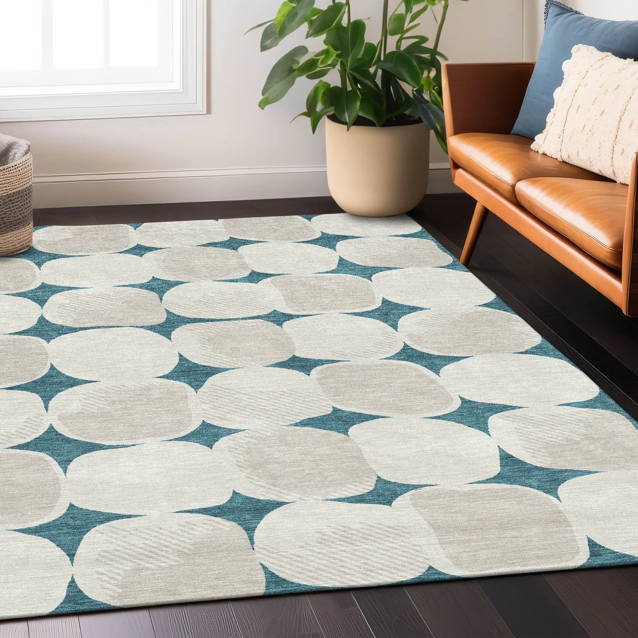 Machine Washable Indoor/ Outdoor Chantille Puffy Modern Rug