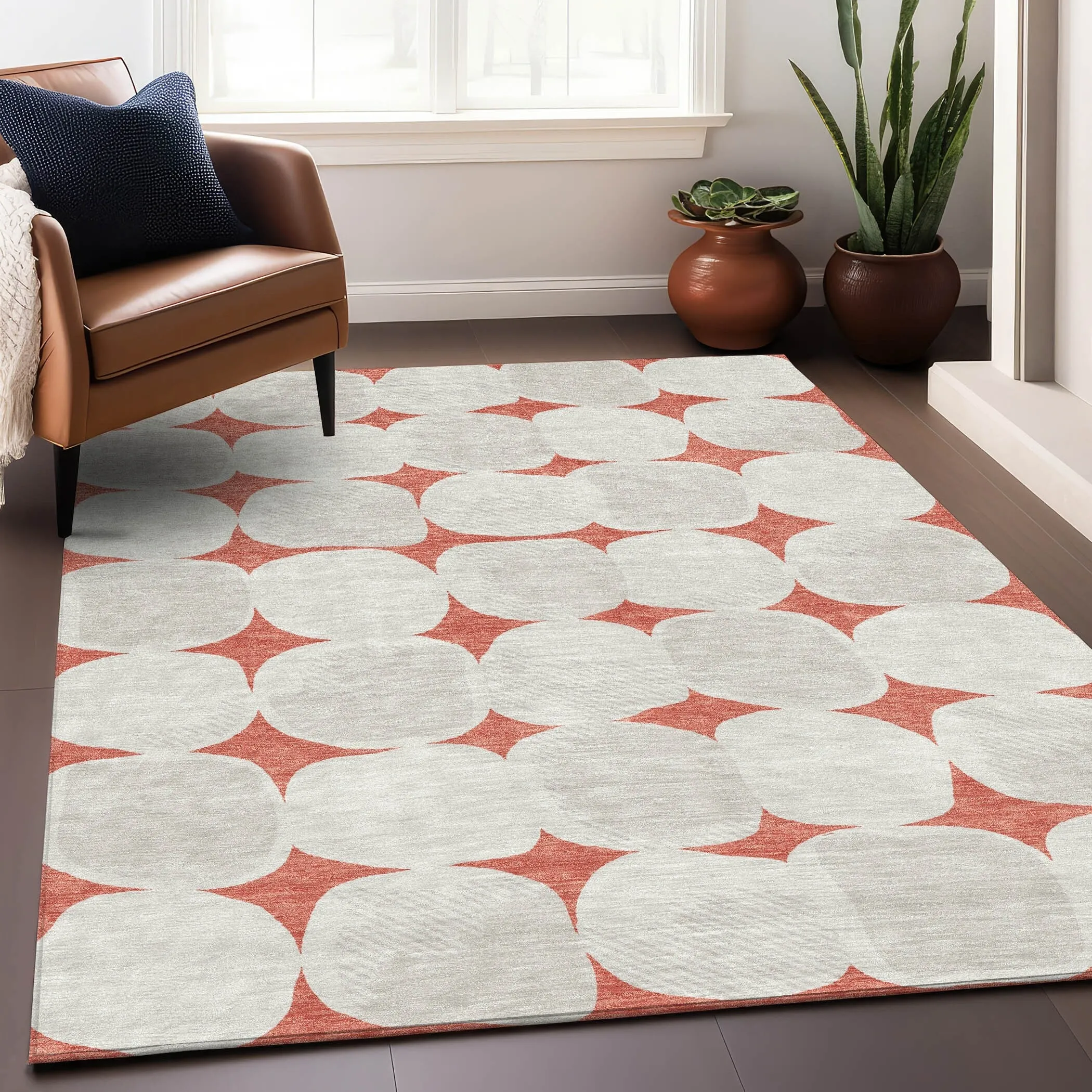 Machine Washable Indoor/ Outdoor Chantille Puffy Modern Rug