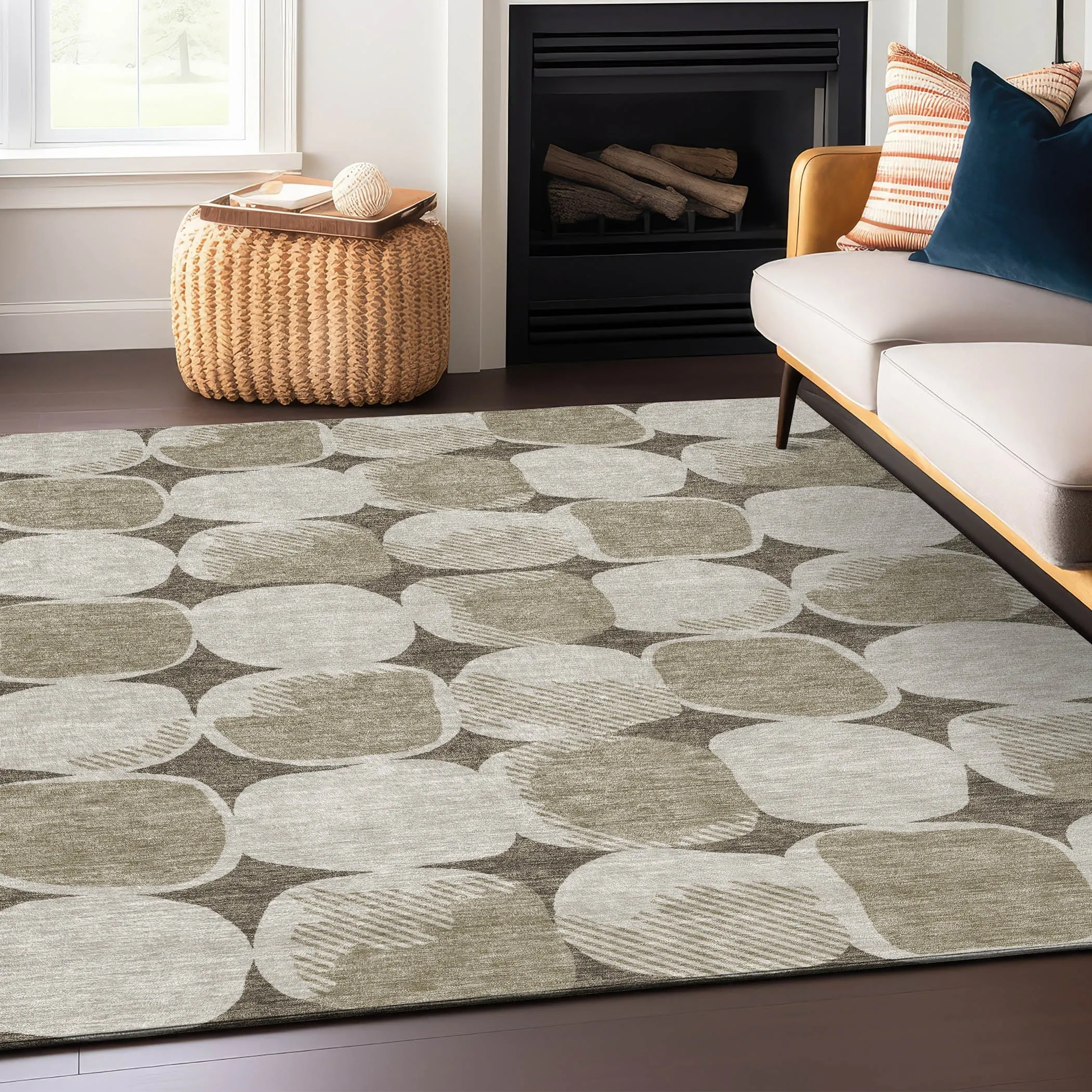 Machine Washable Indoor/ Outdoor Chantille Puffy Modern Rug