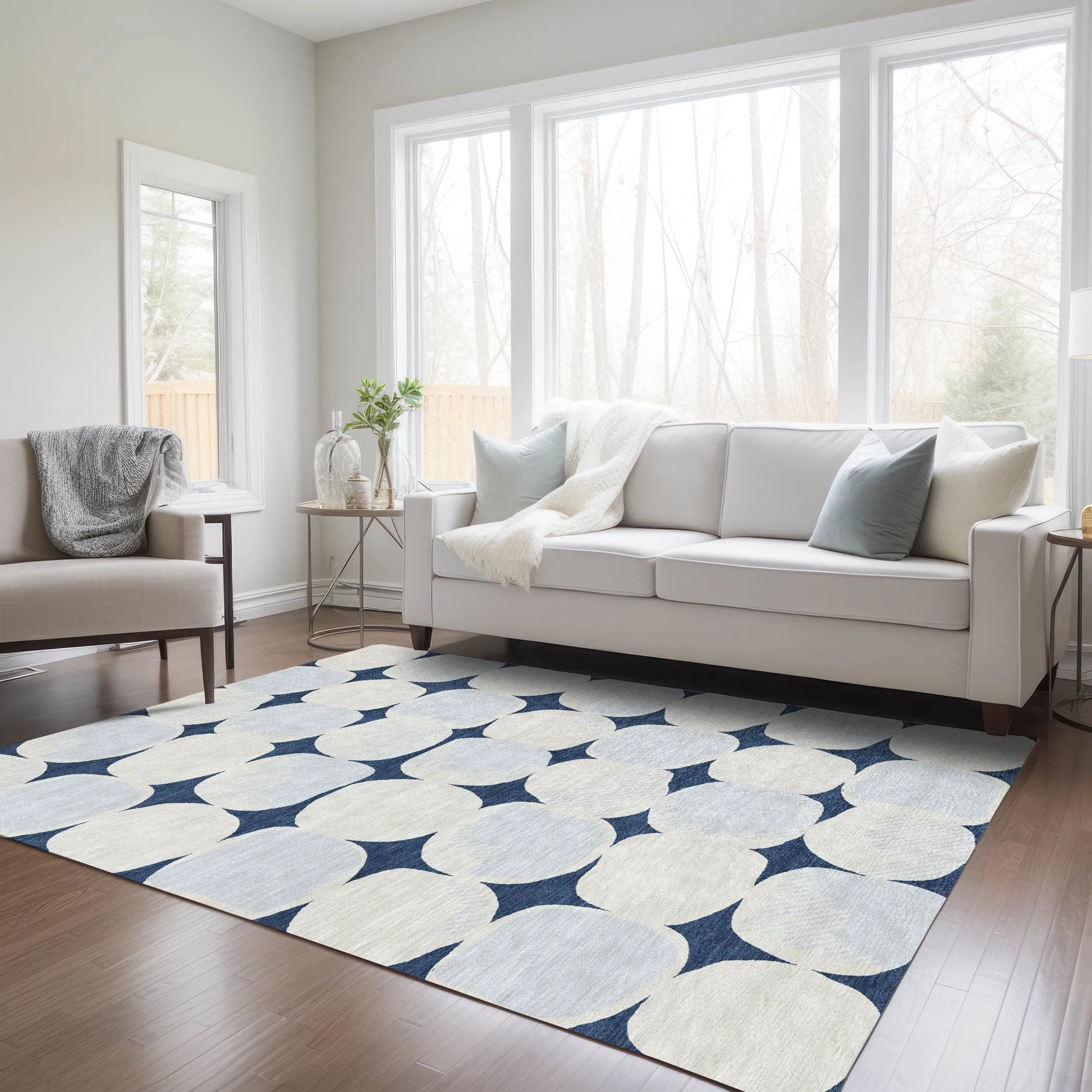 Machine Washable Indoor/ Outdoor Chantille Puffy Modern Rug