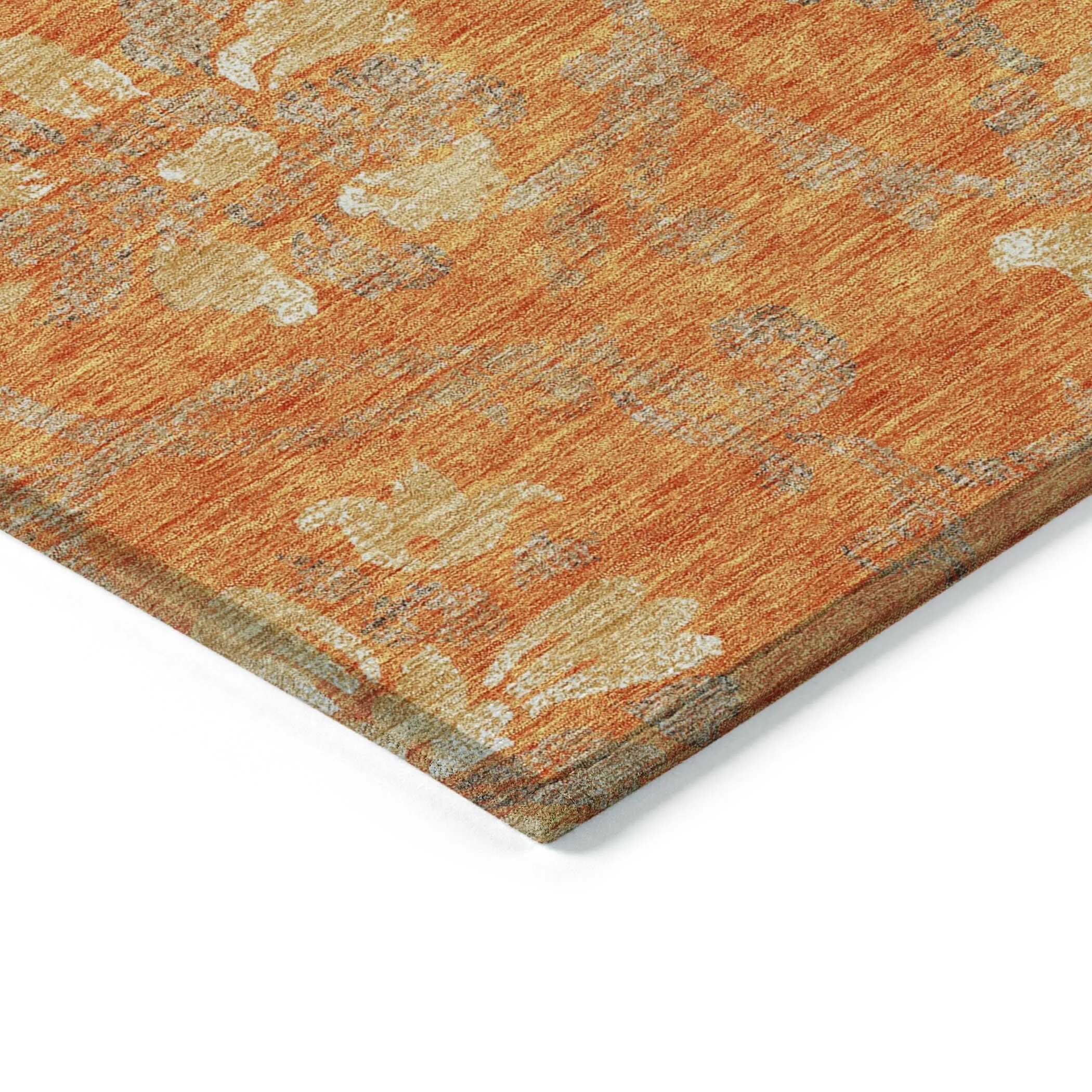 Machine Washable Indoor/ Outdoor Chantille Scroll Floral Rug