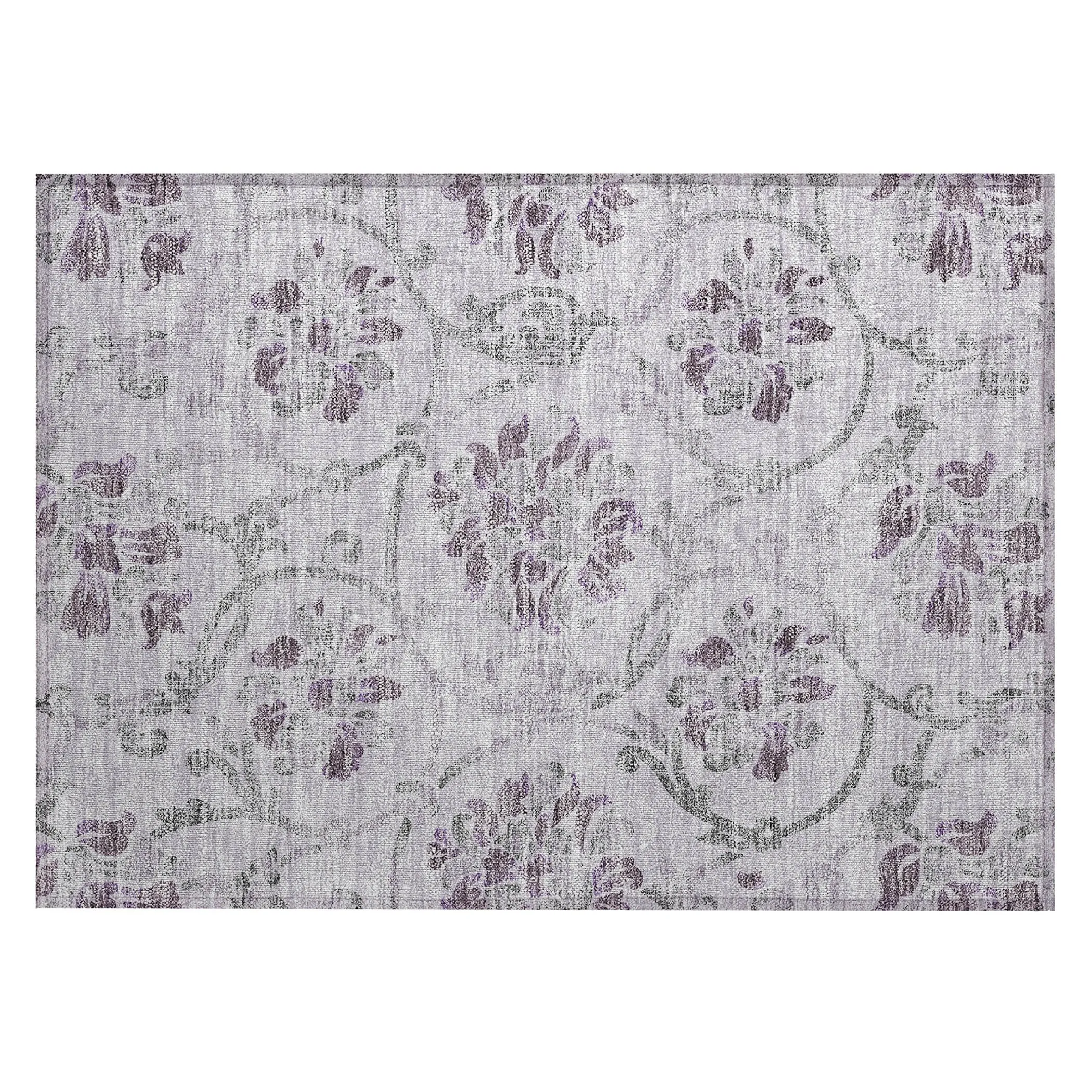 Machine Washable Indoor/ Outdoor Chantille Scroll Floral Rug