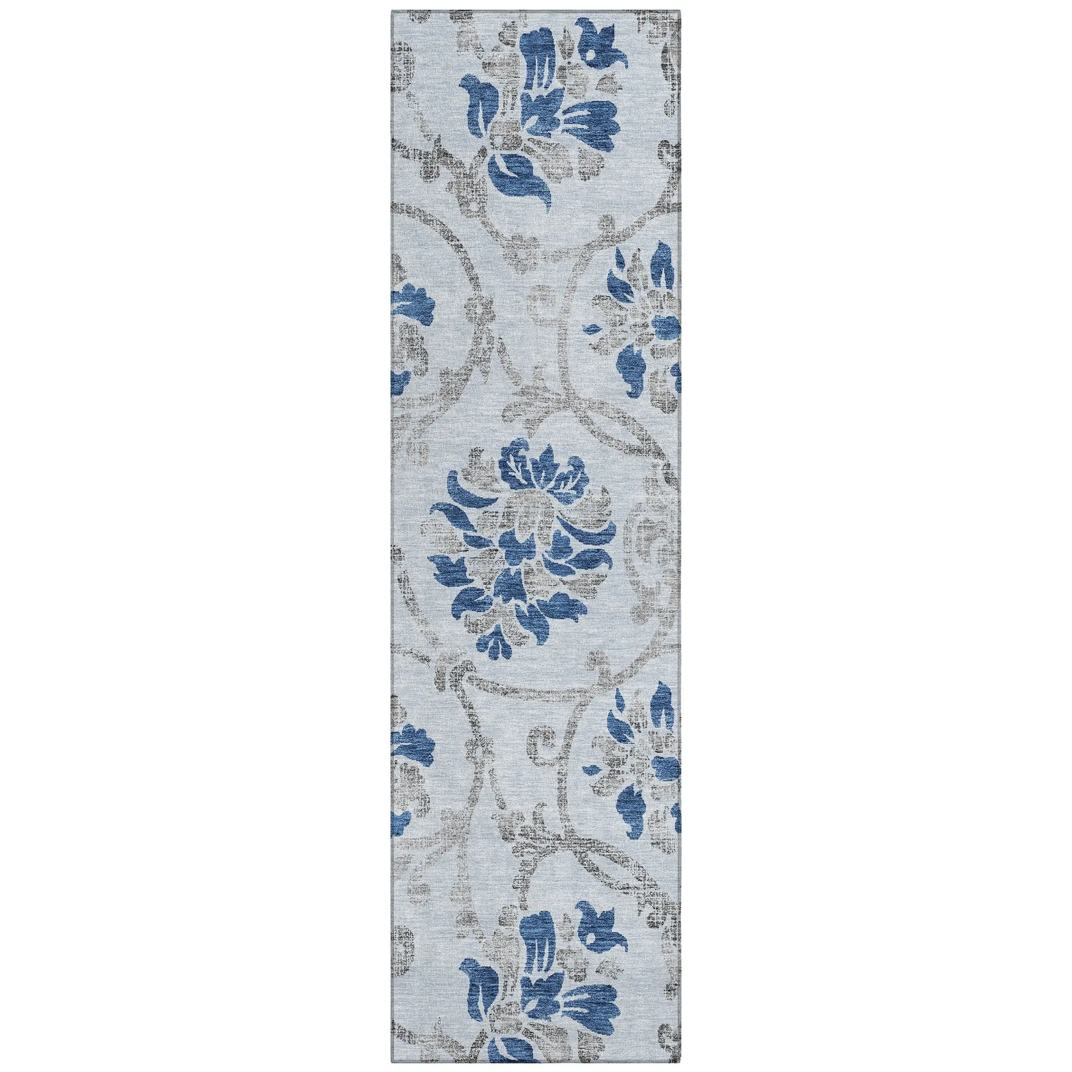 Machine Washable Indoor/ Outdoor Chantille Scroll Floral Rug