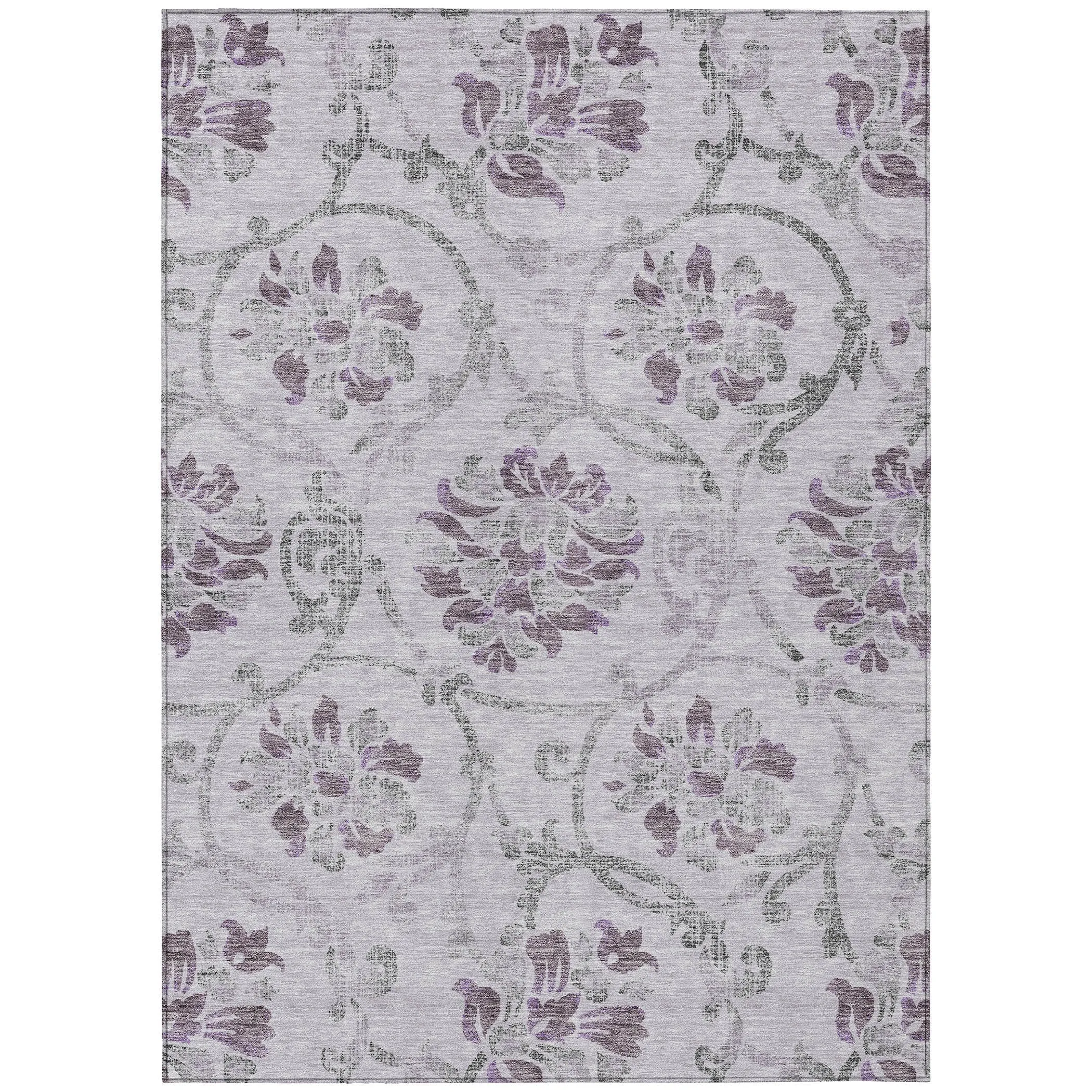 Machine Washable Indoor/ Outdoor Chantille Scroll Floral Rug